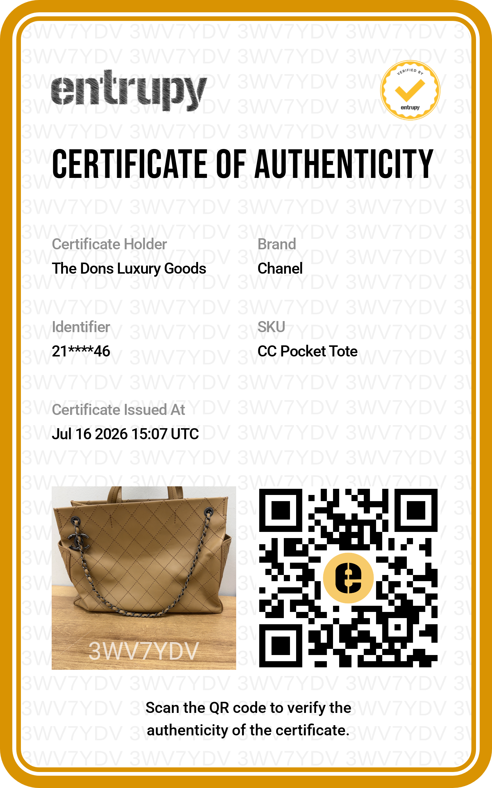 Entrupy certificate