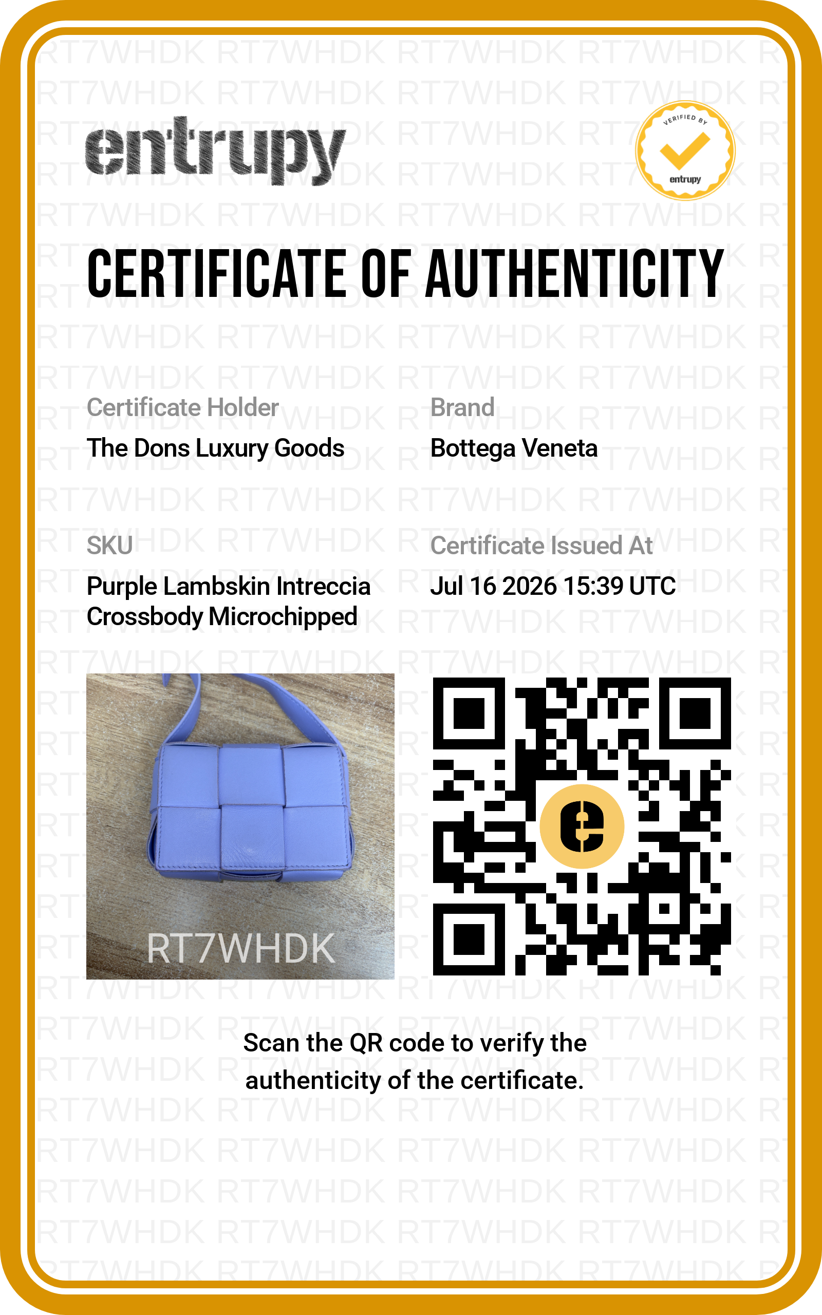 Entrupy certificate