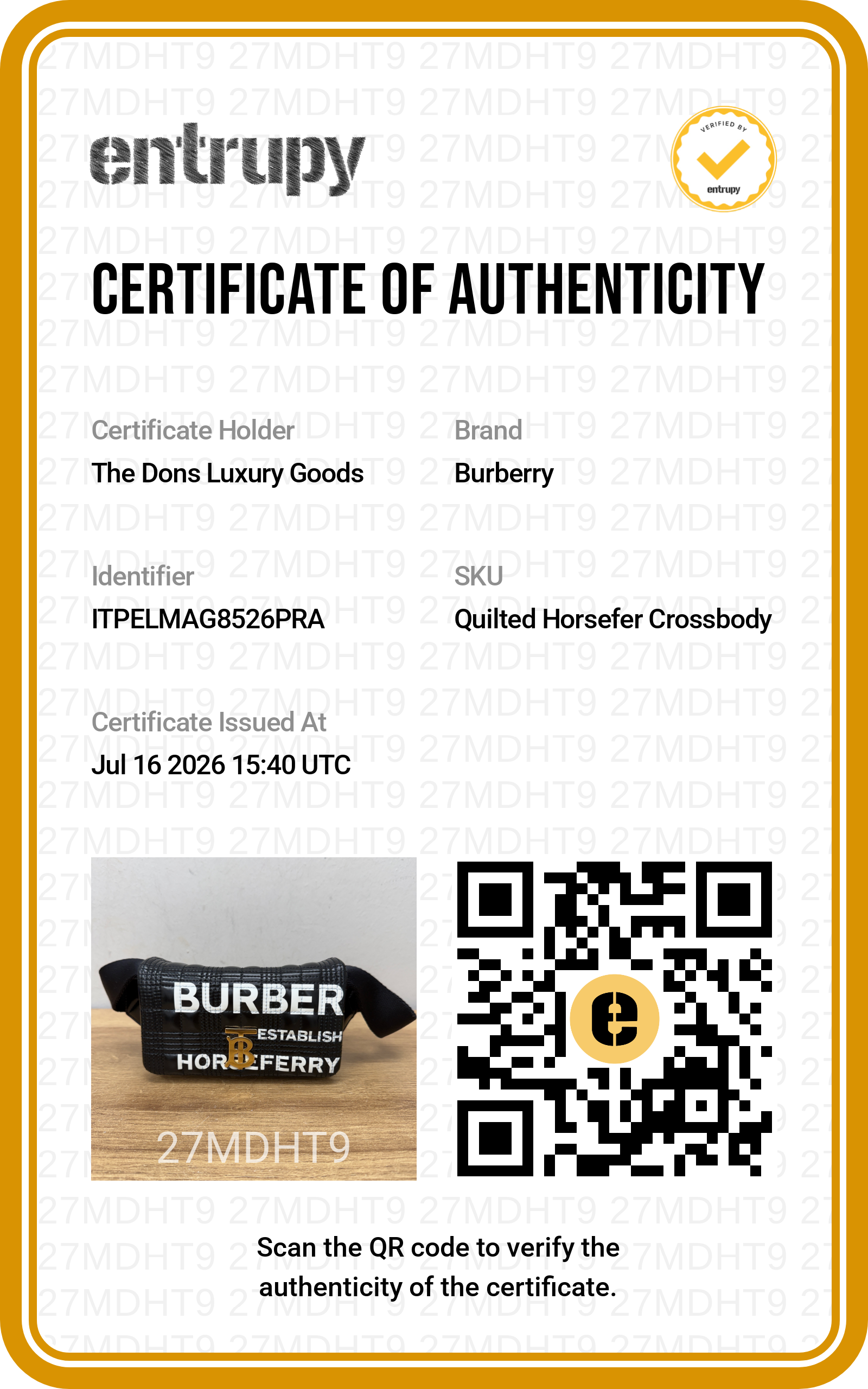 Entrupy certificate