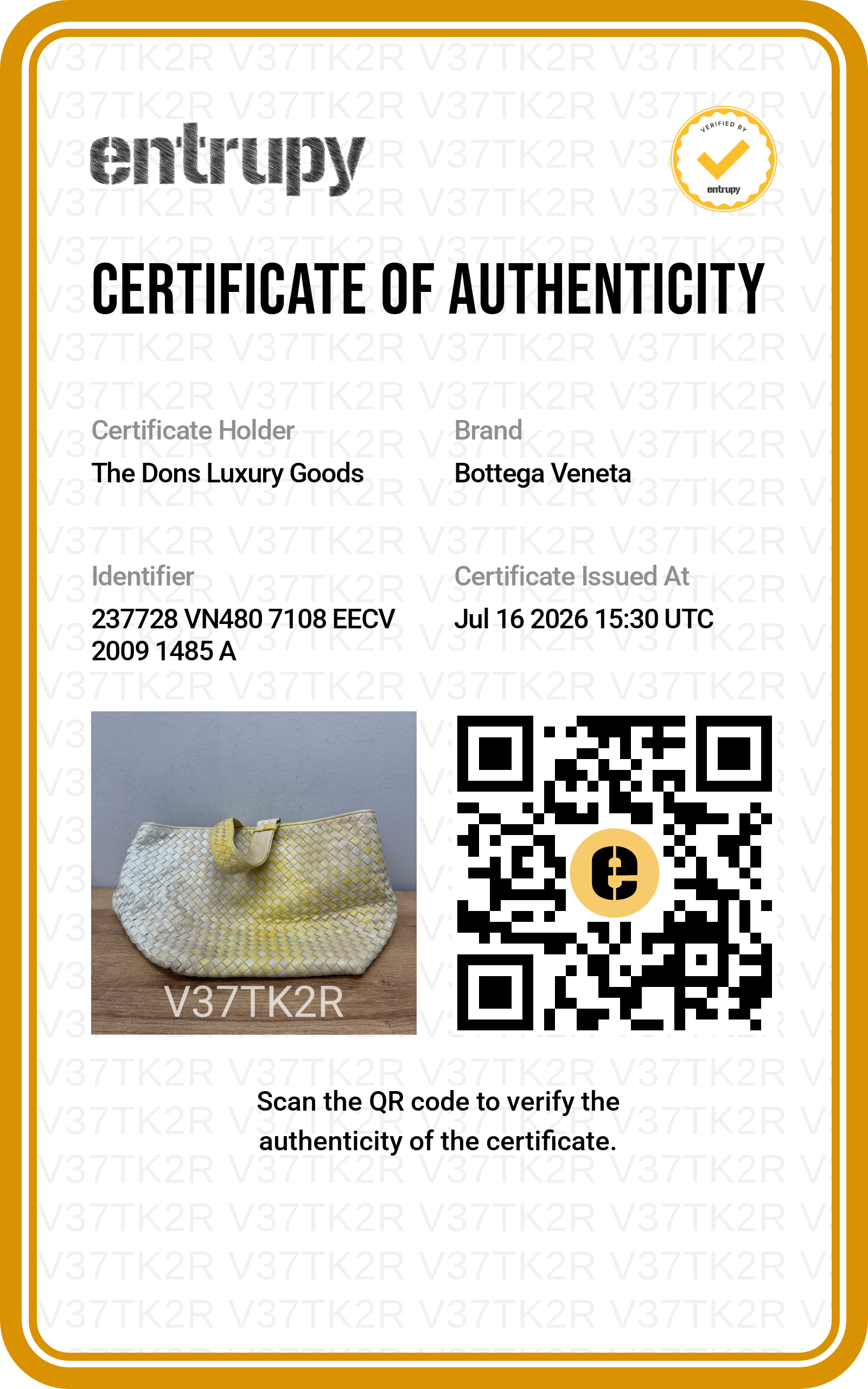 Entrupy certificate