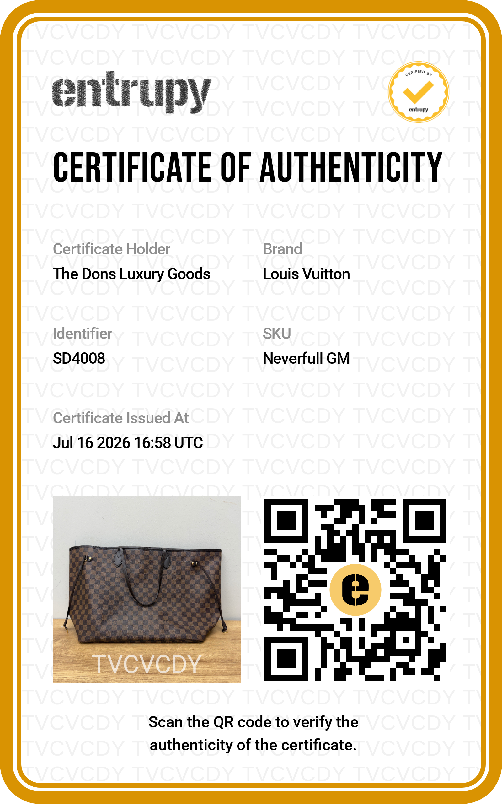 Entrupy certificate
