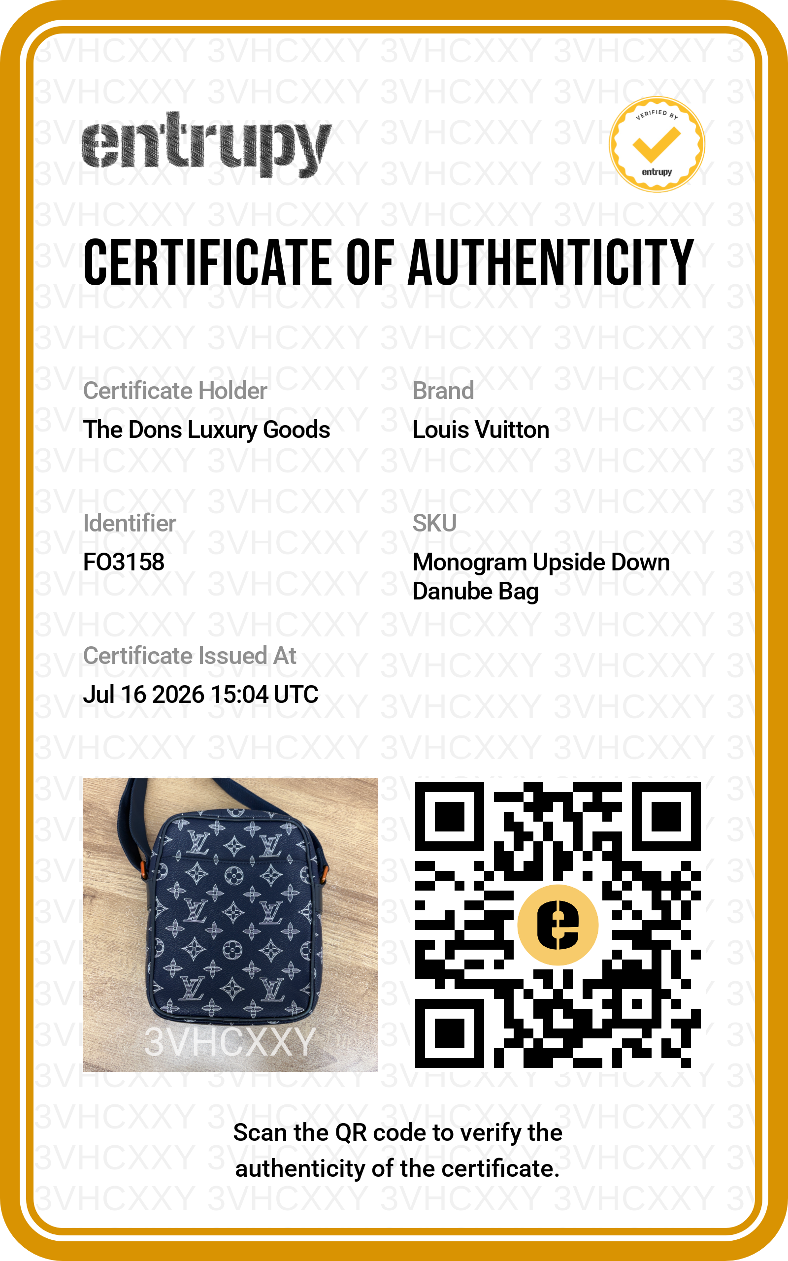 Entrupy certificate