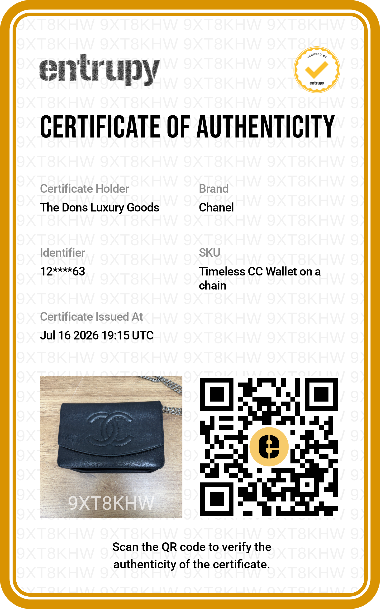 Entrupy certificate