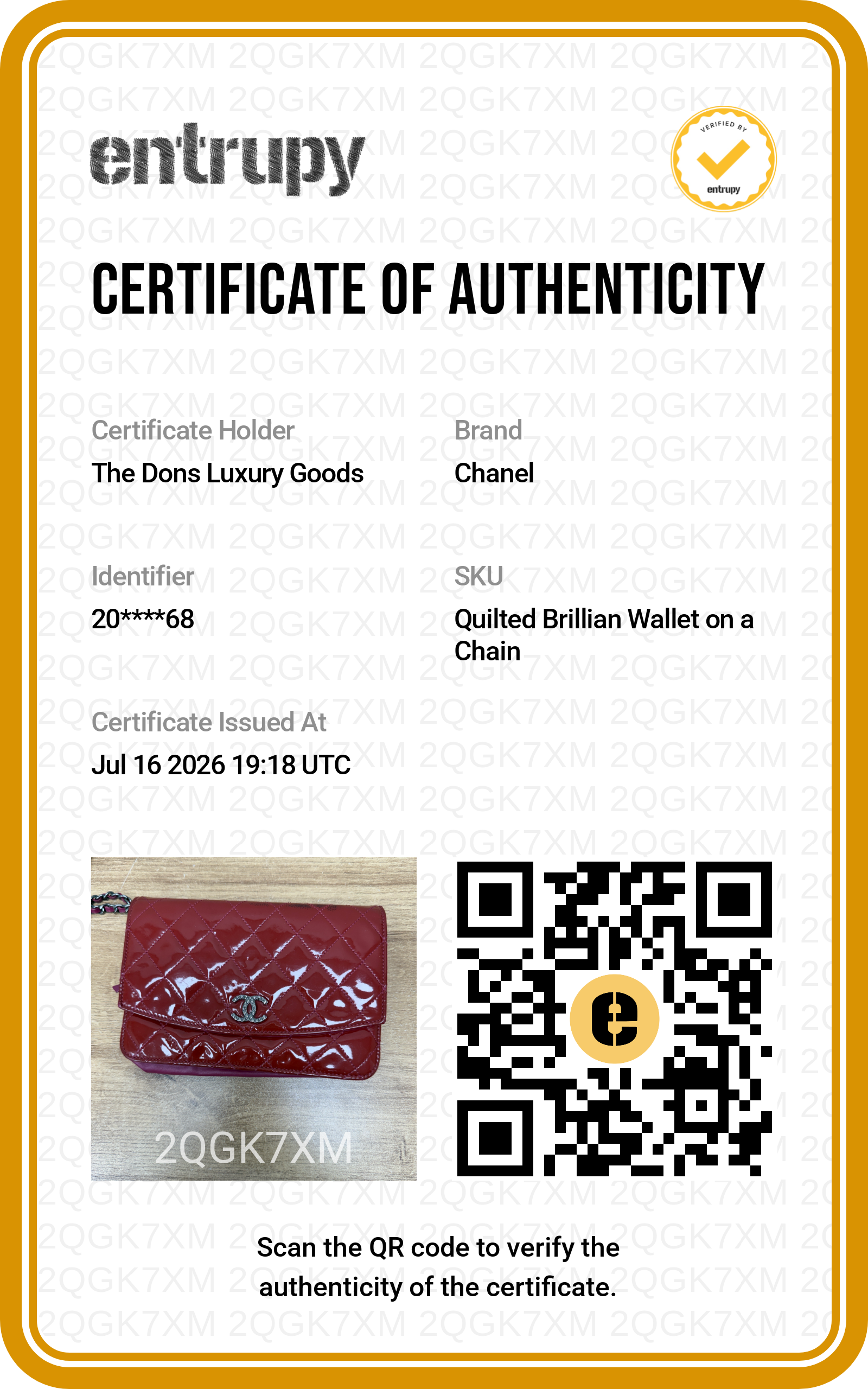 Entrupy certificate