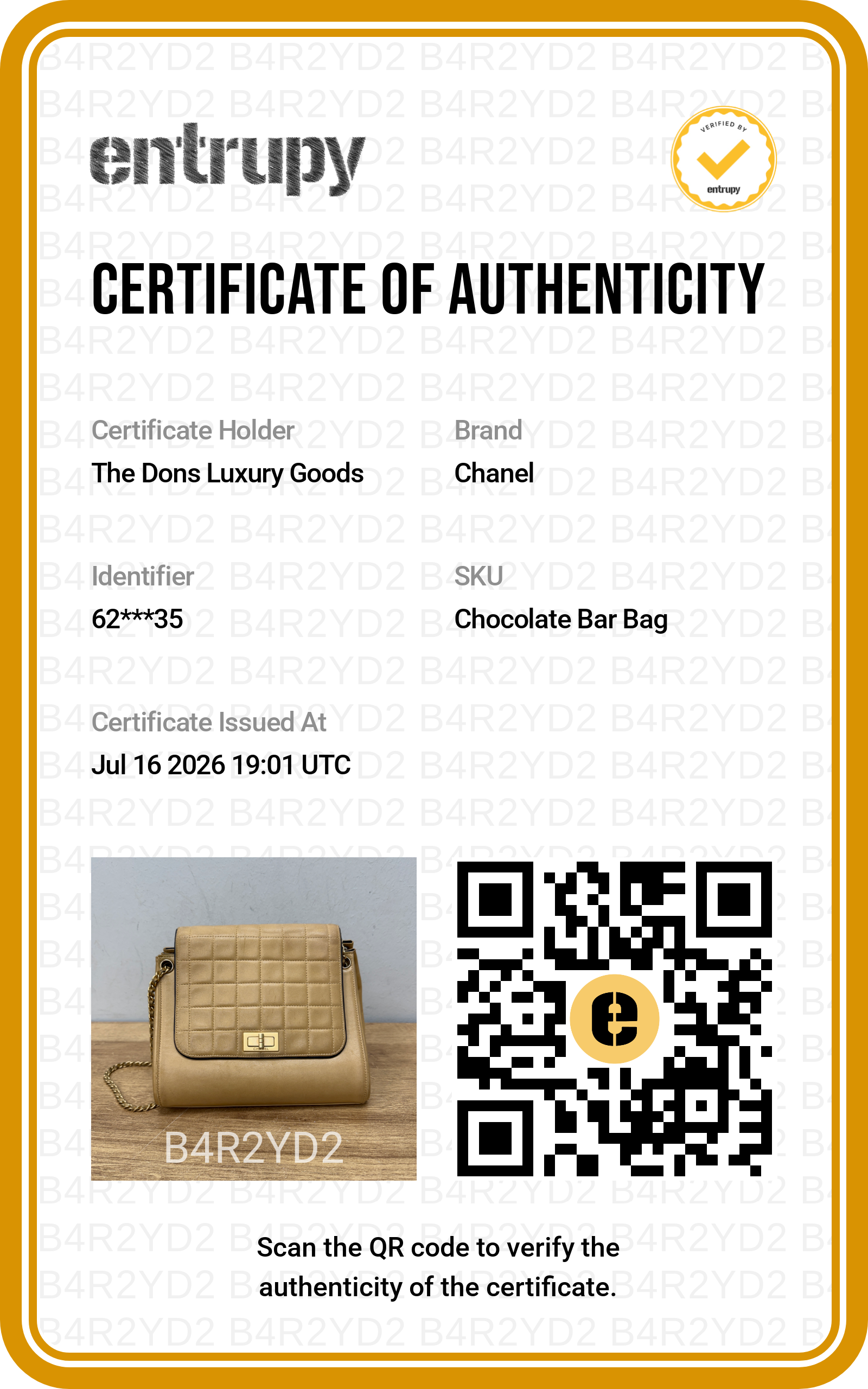 Entrupy certificate