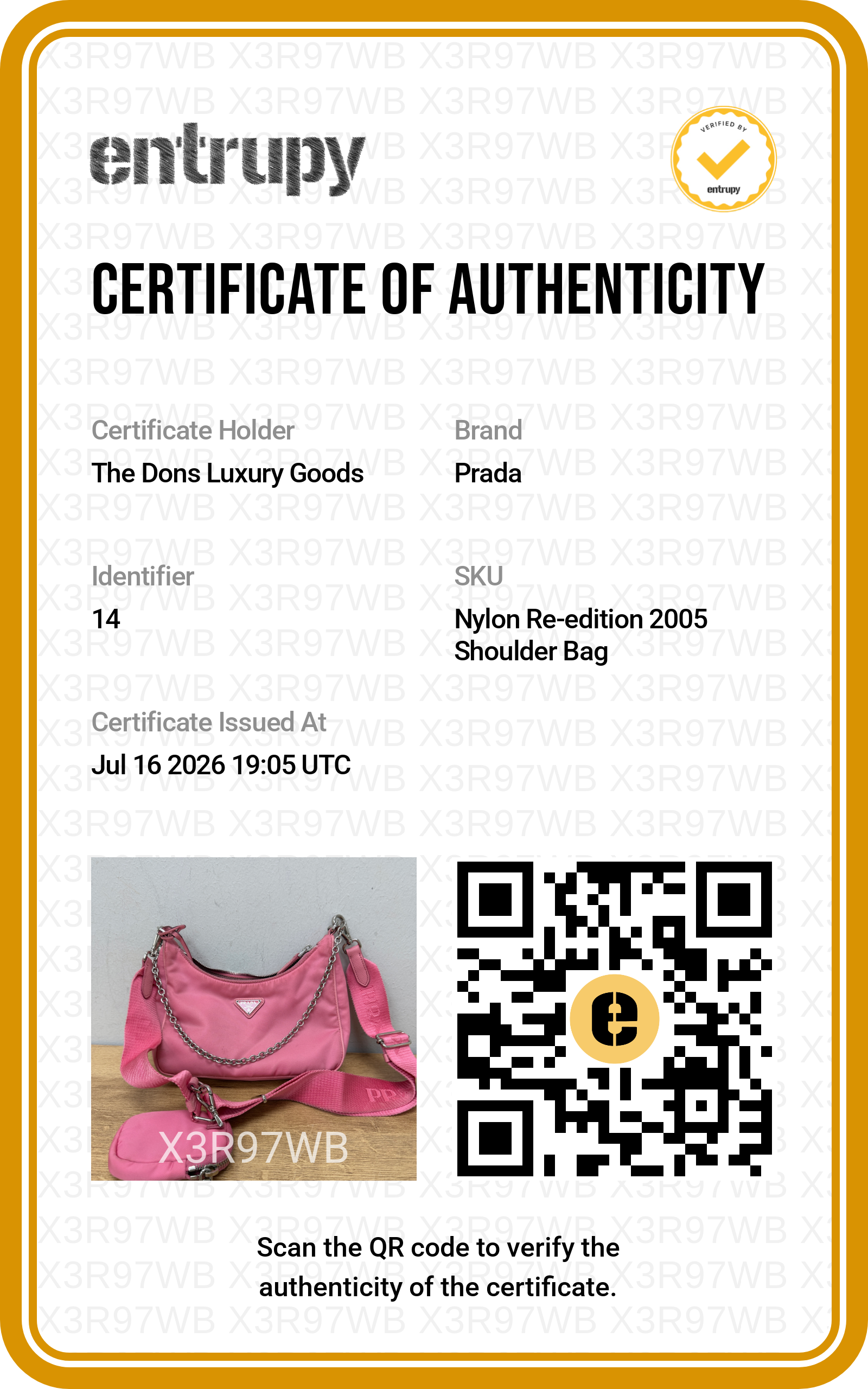 Entrupy certificate