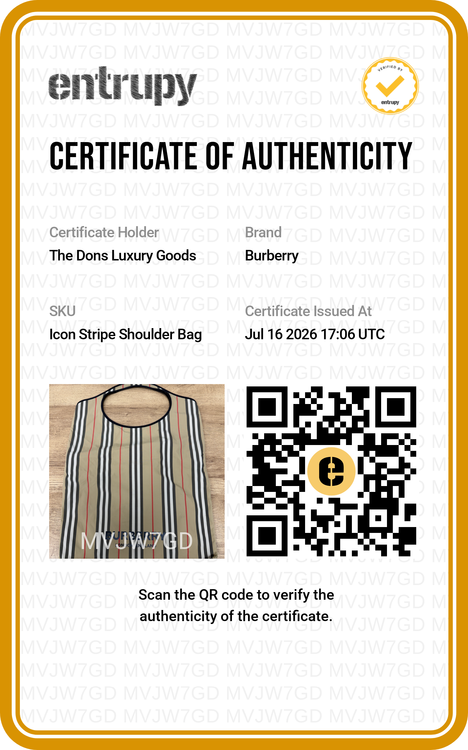 Entrupy certificate