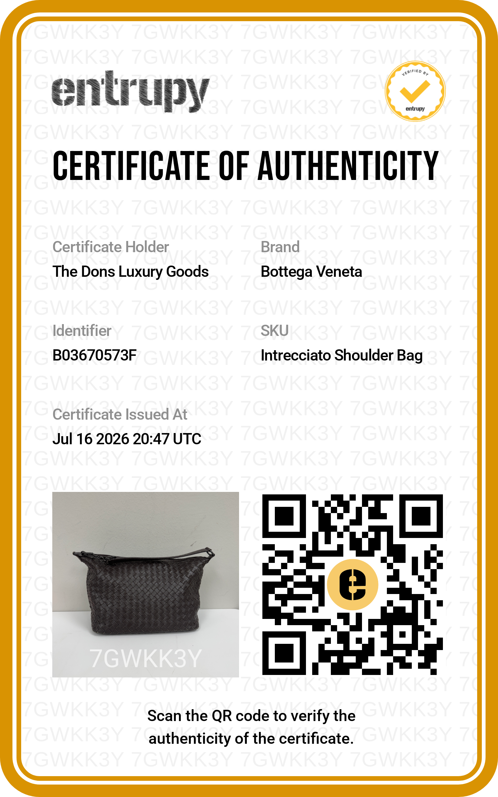 Entrupy certificate
