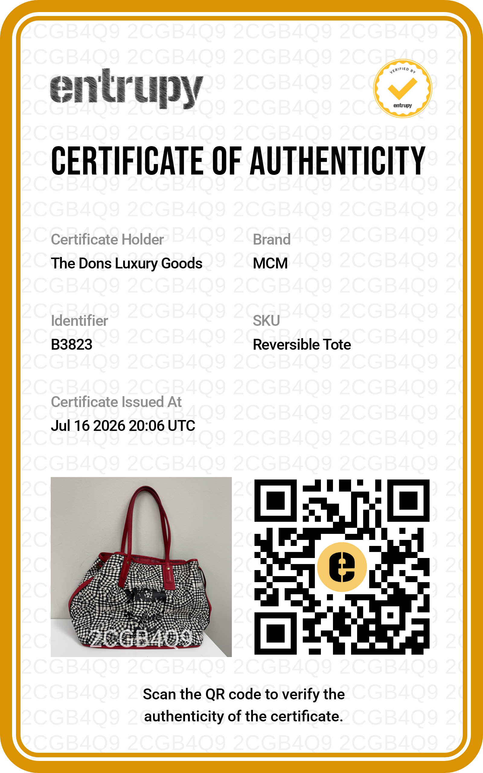 Entrupy certificate
