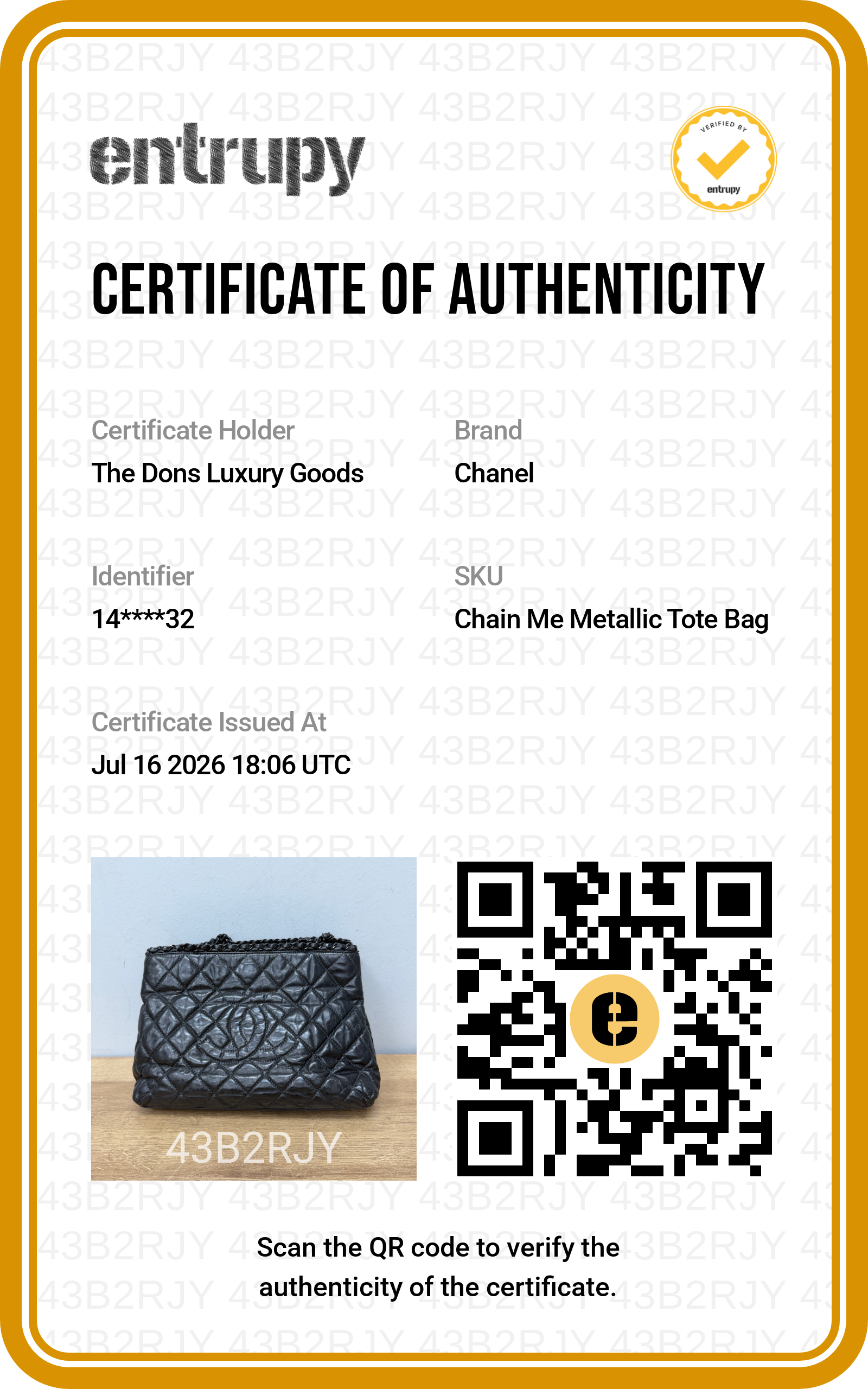 Entrupy certificate