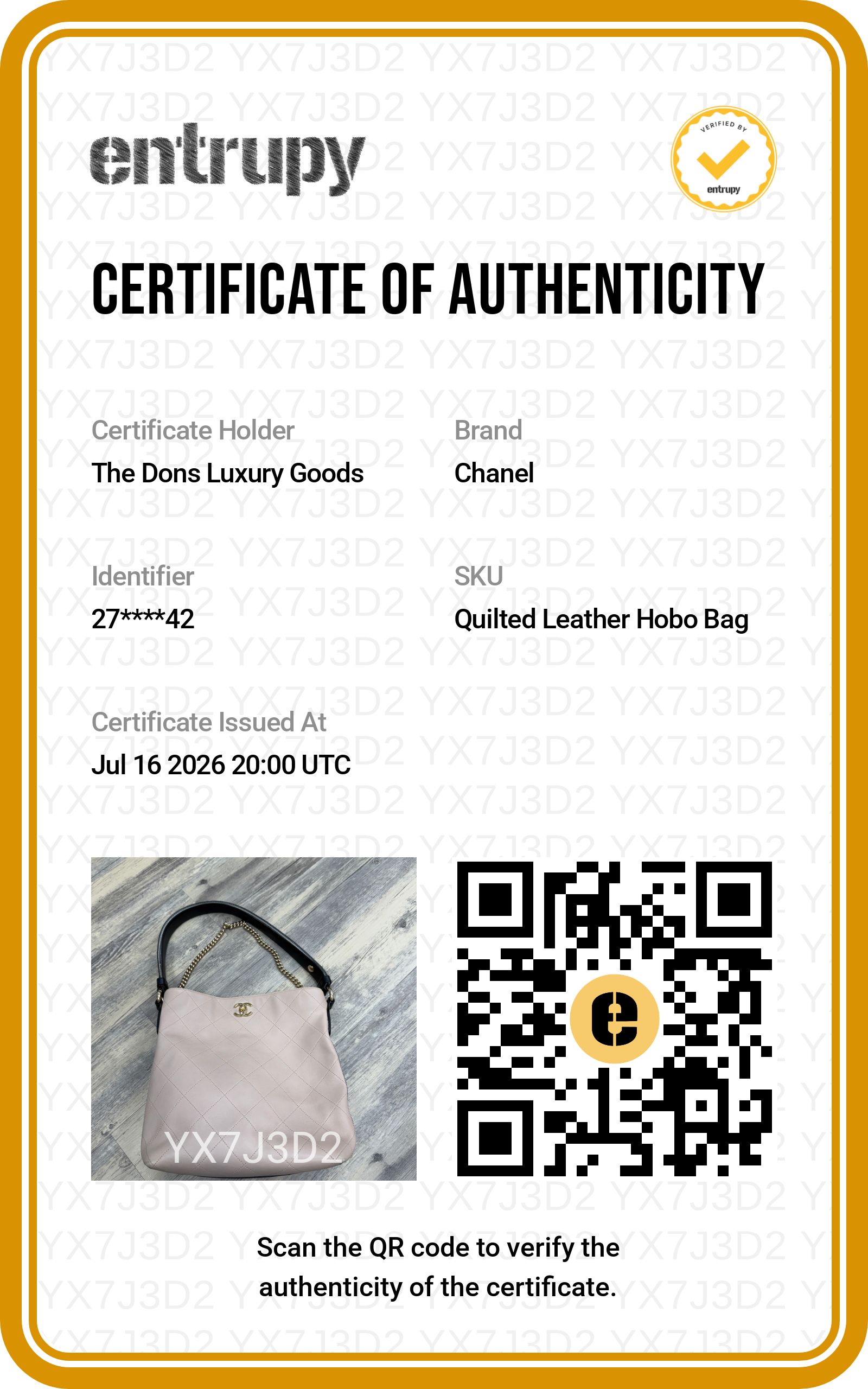 Entrupy certificate