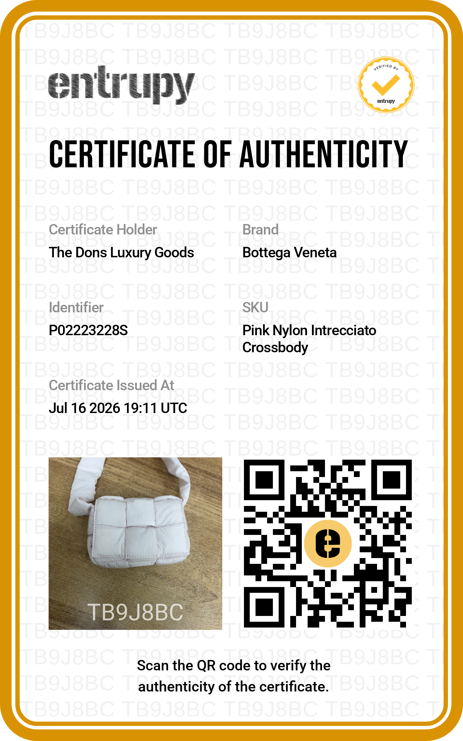 Entrupy certificate