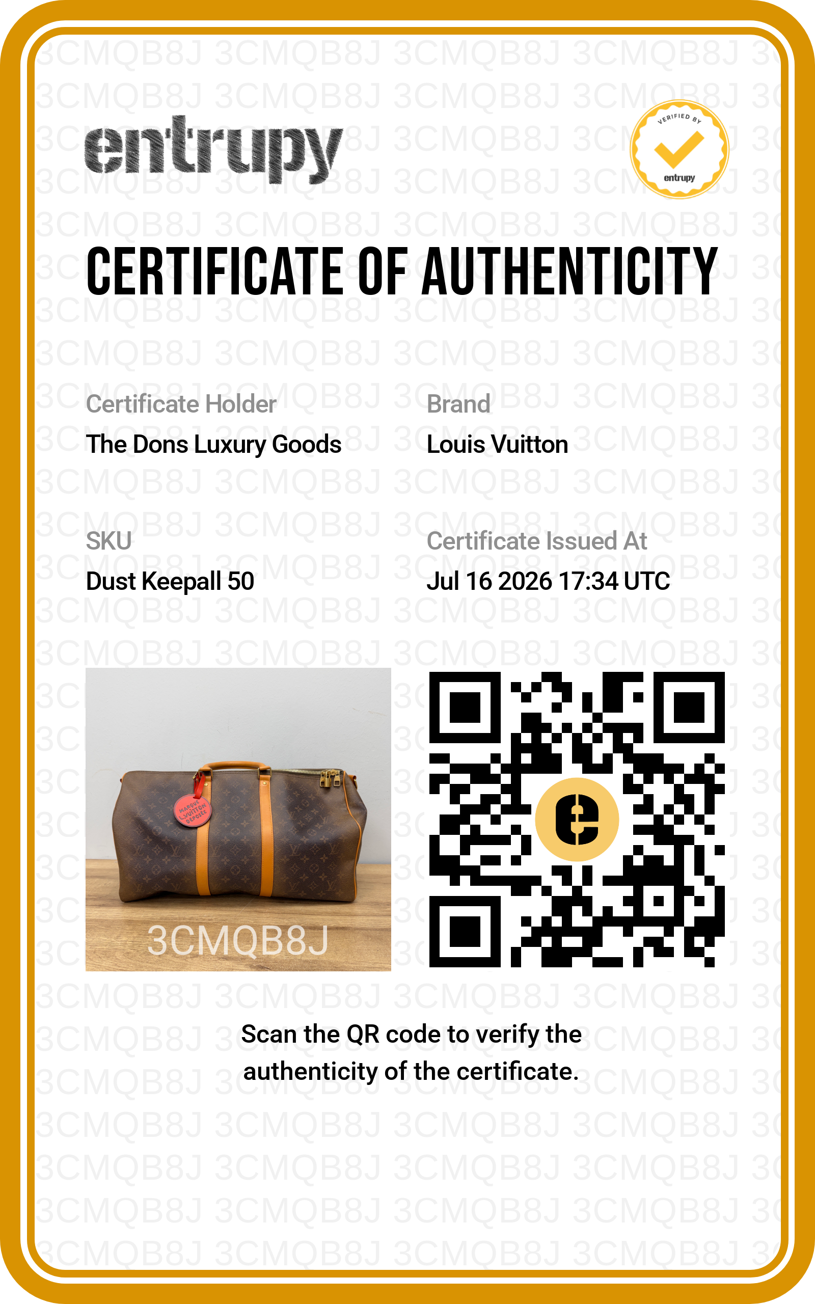 Entrupy certificate