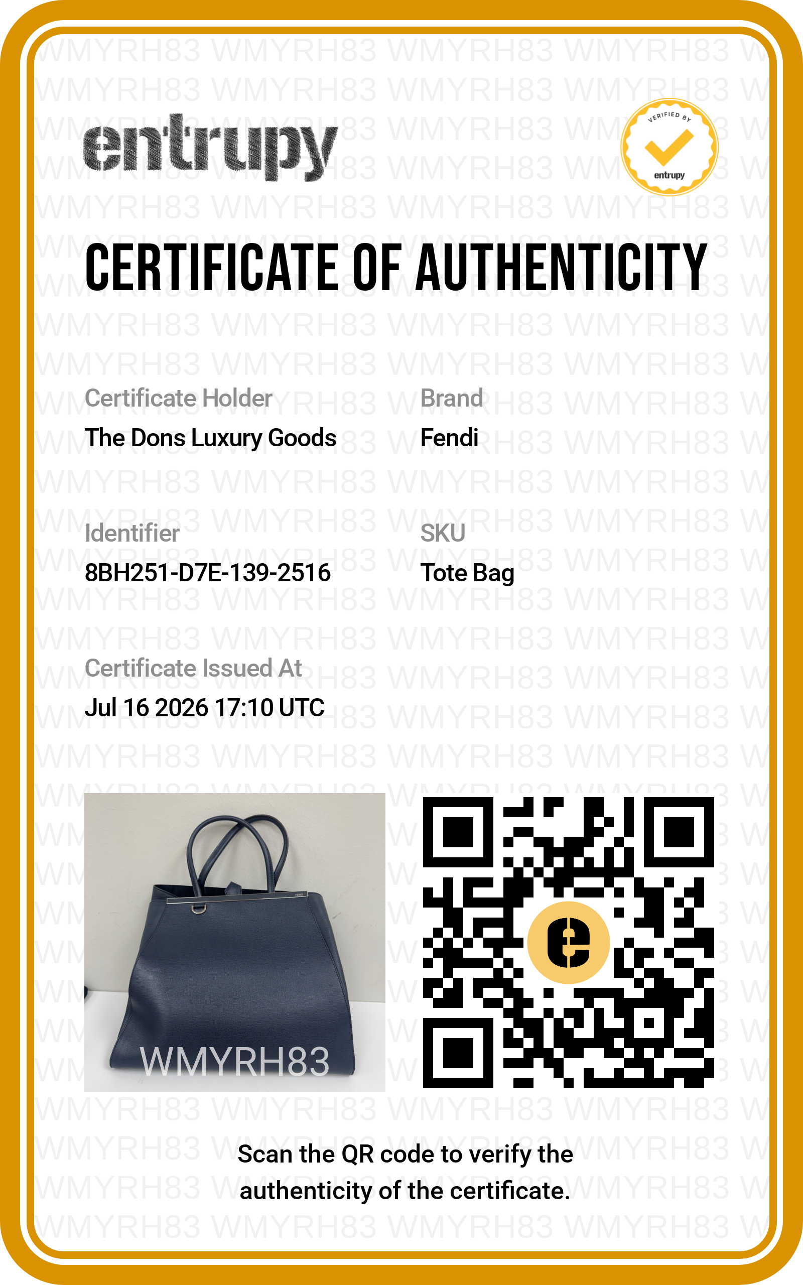 Entrupy certificate