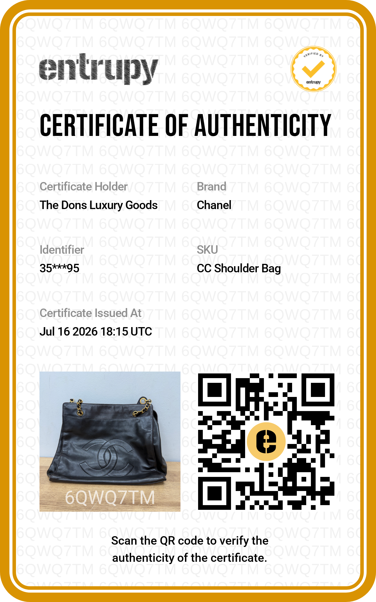 Entrupy certificate