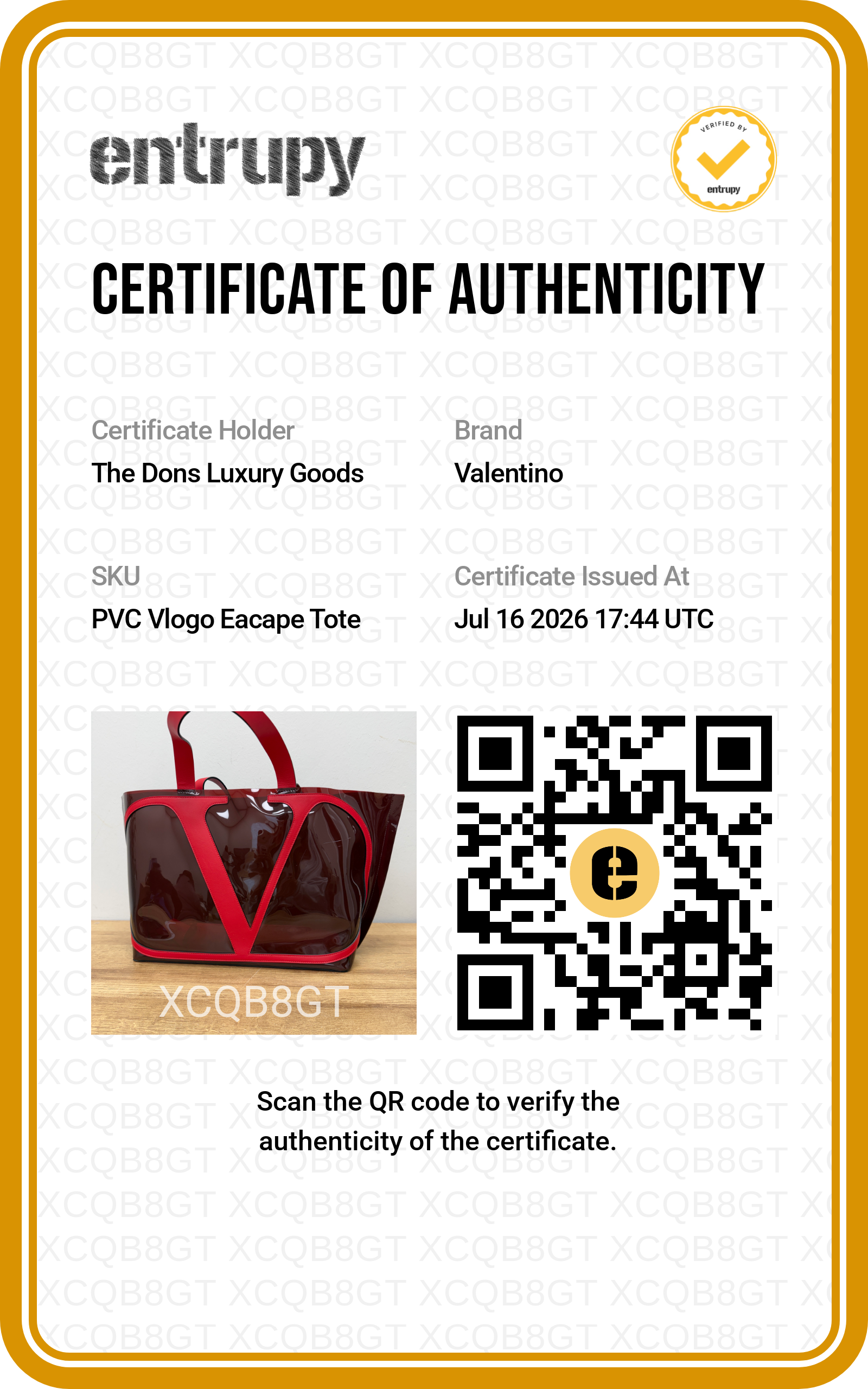 Entrupy certificate