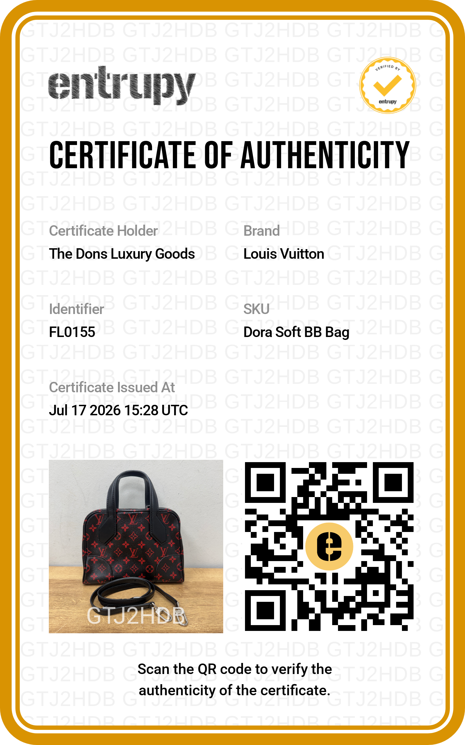 Entrupy certificate