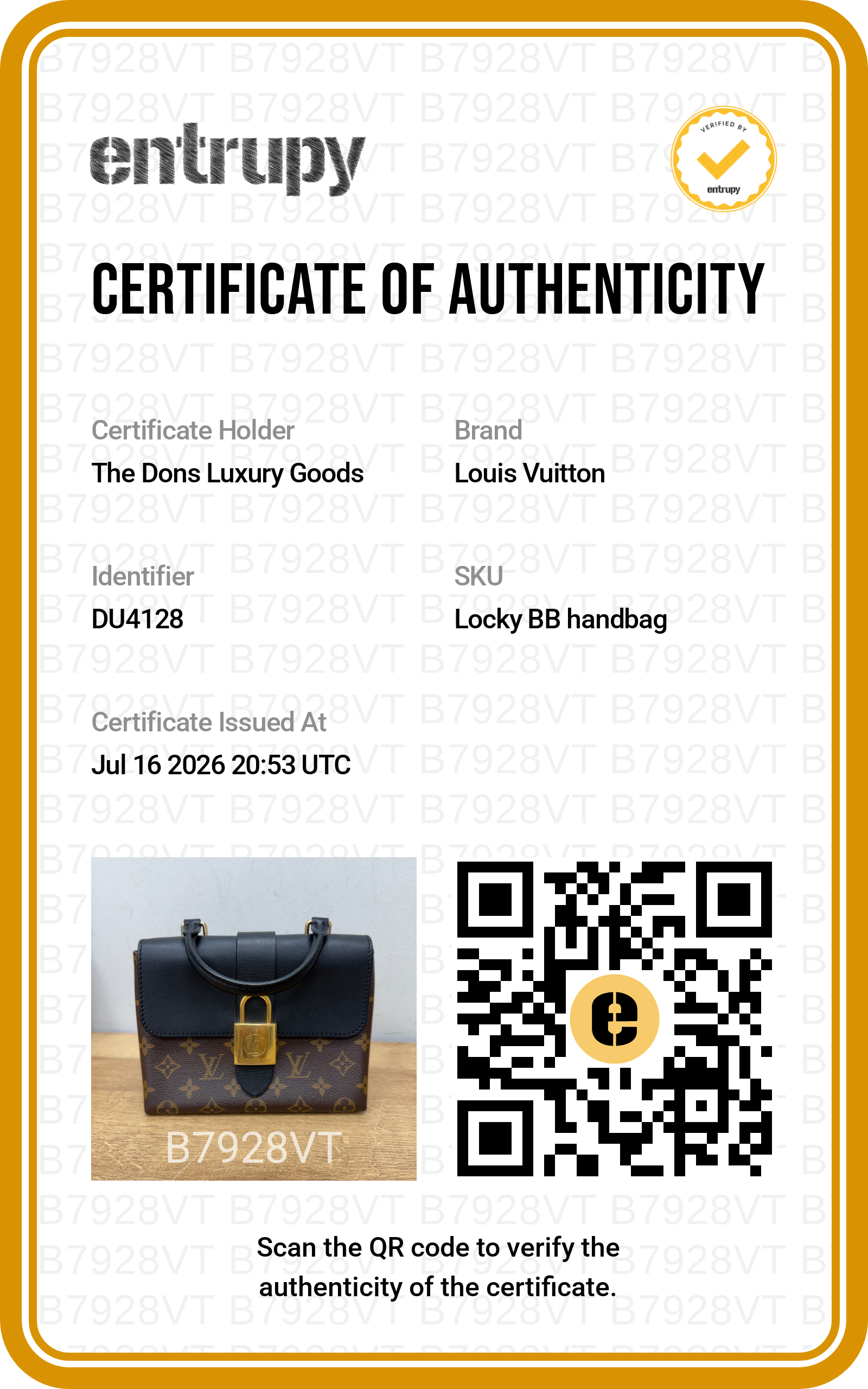 Entrupy certificate
