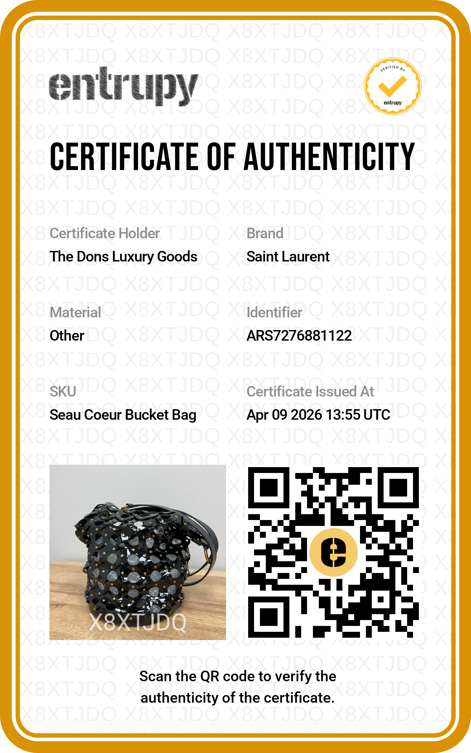 Entrupy certificate