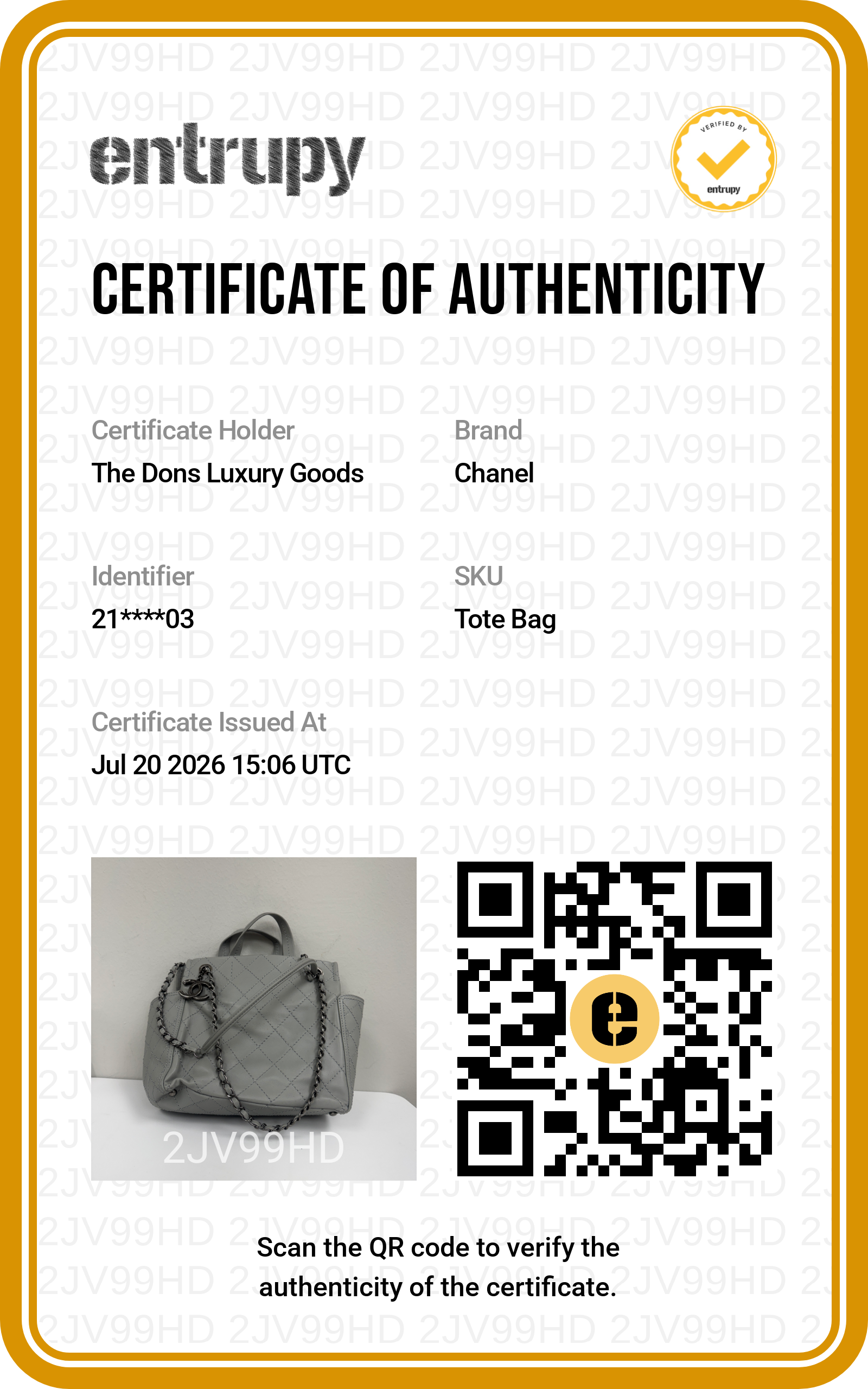 Entrupy certificate