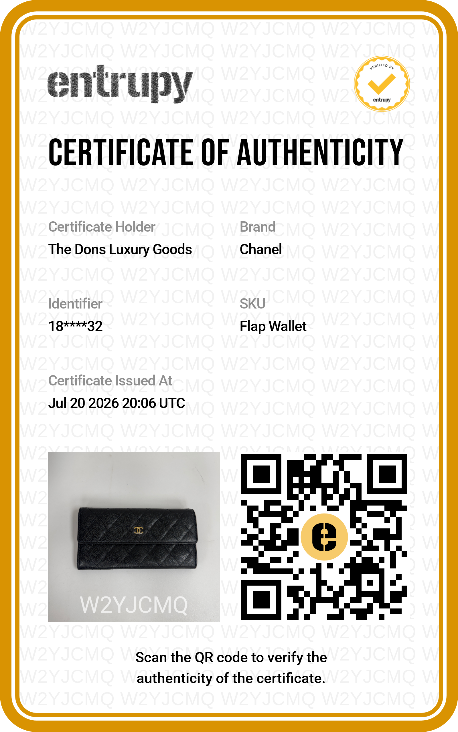 Entrupy certificate