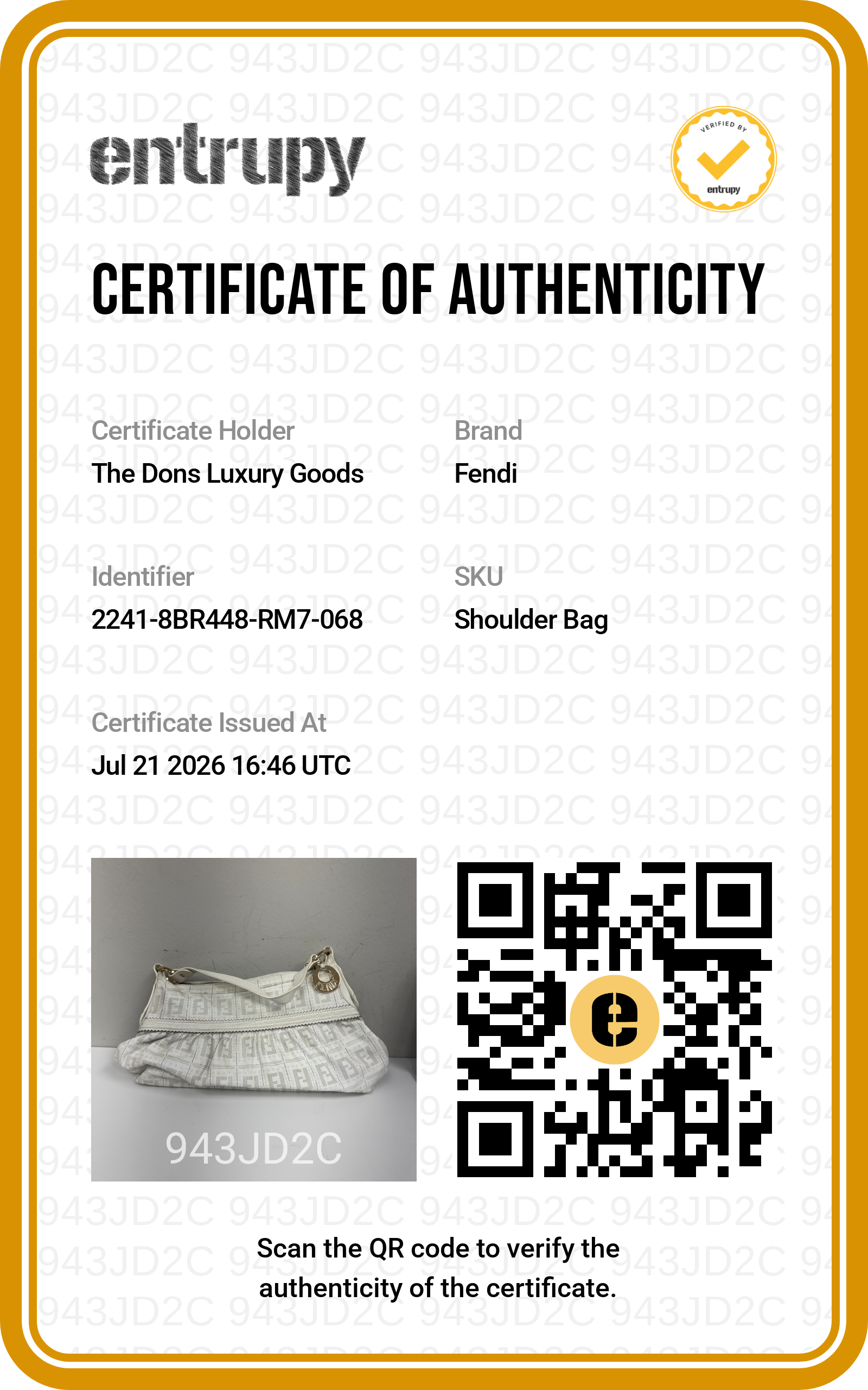 Entrupy certificate