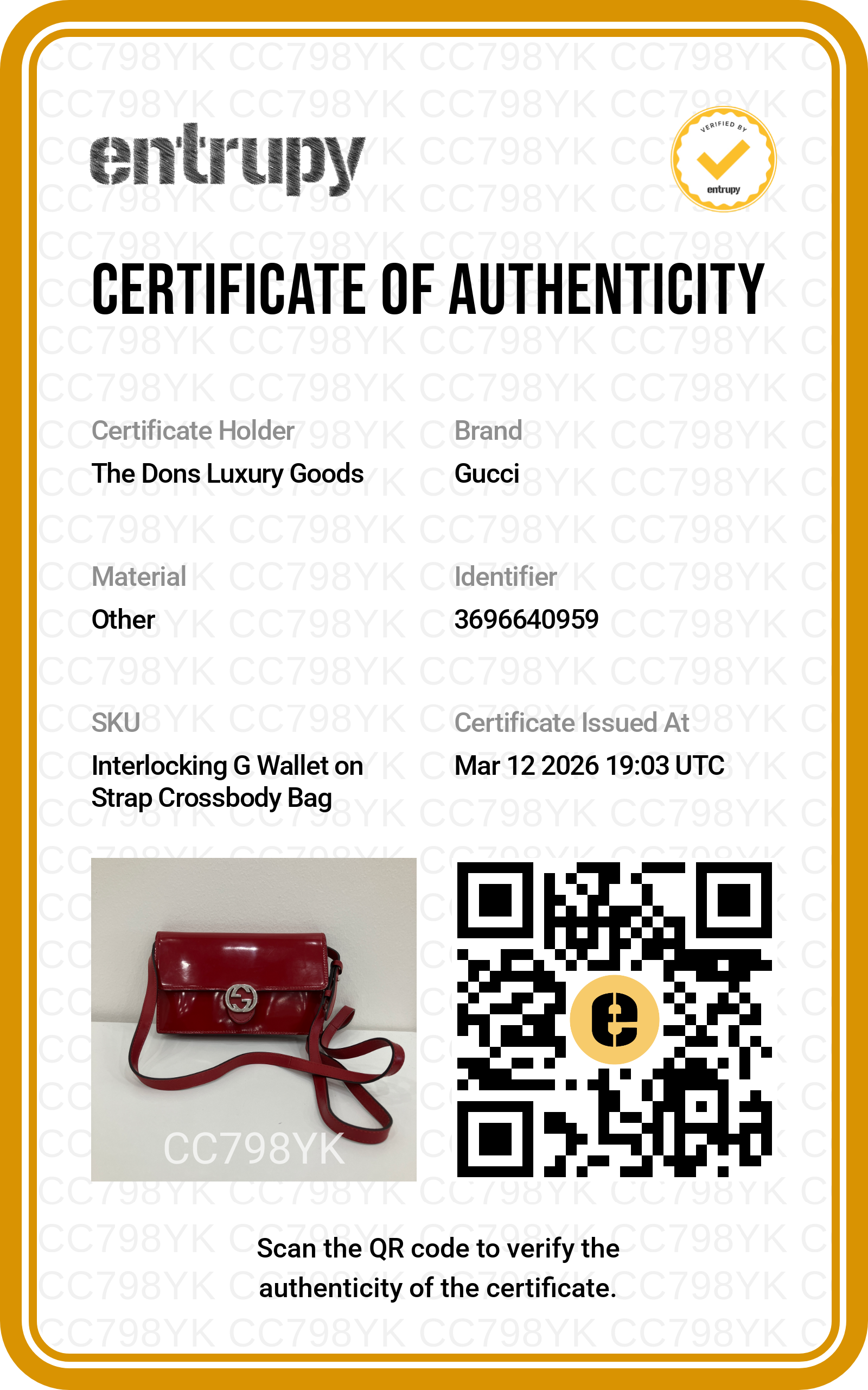 Entrupy certificate