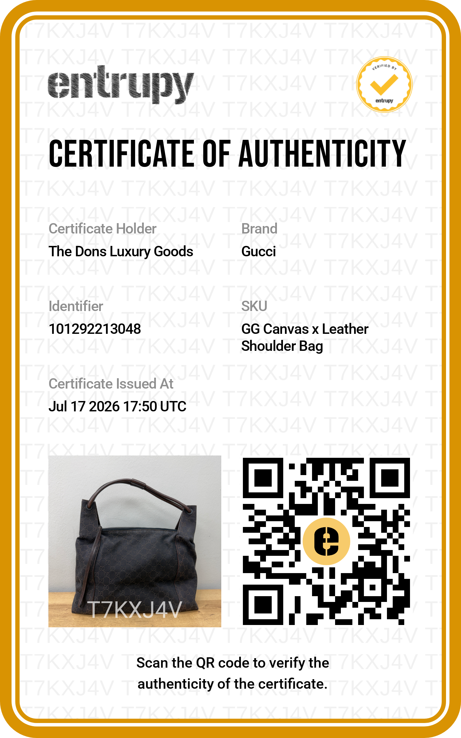 Entrupy certificate