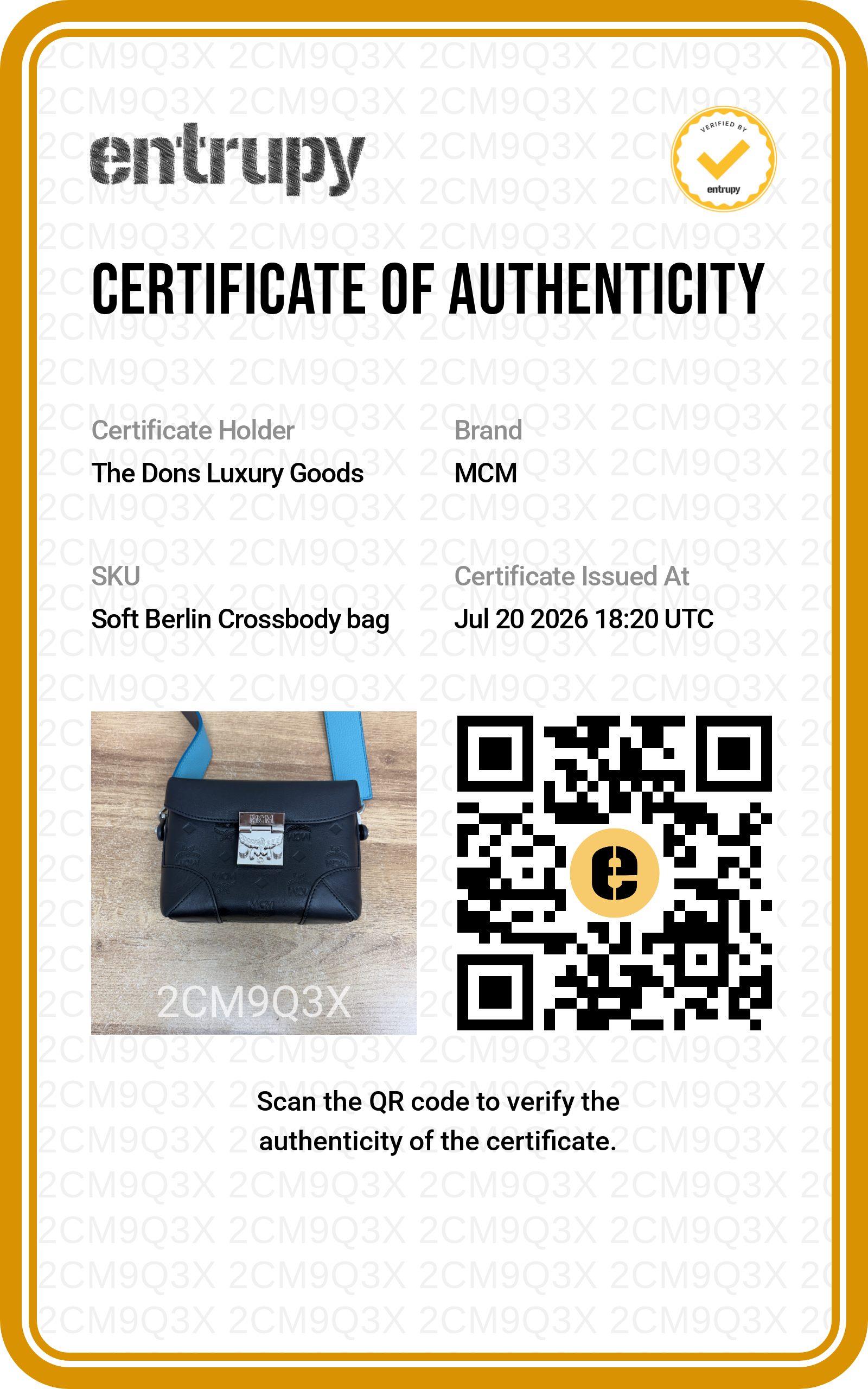 Entrupy certificate