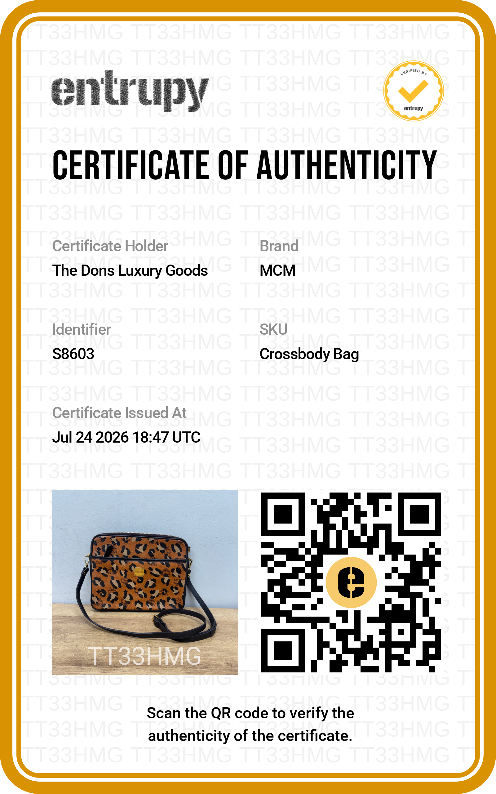 Entrupy certificate