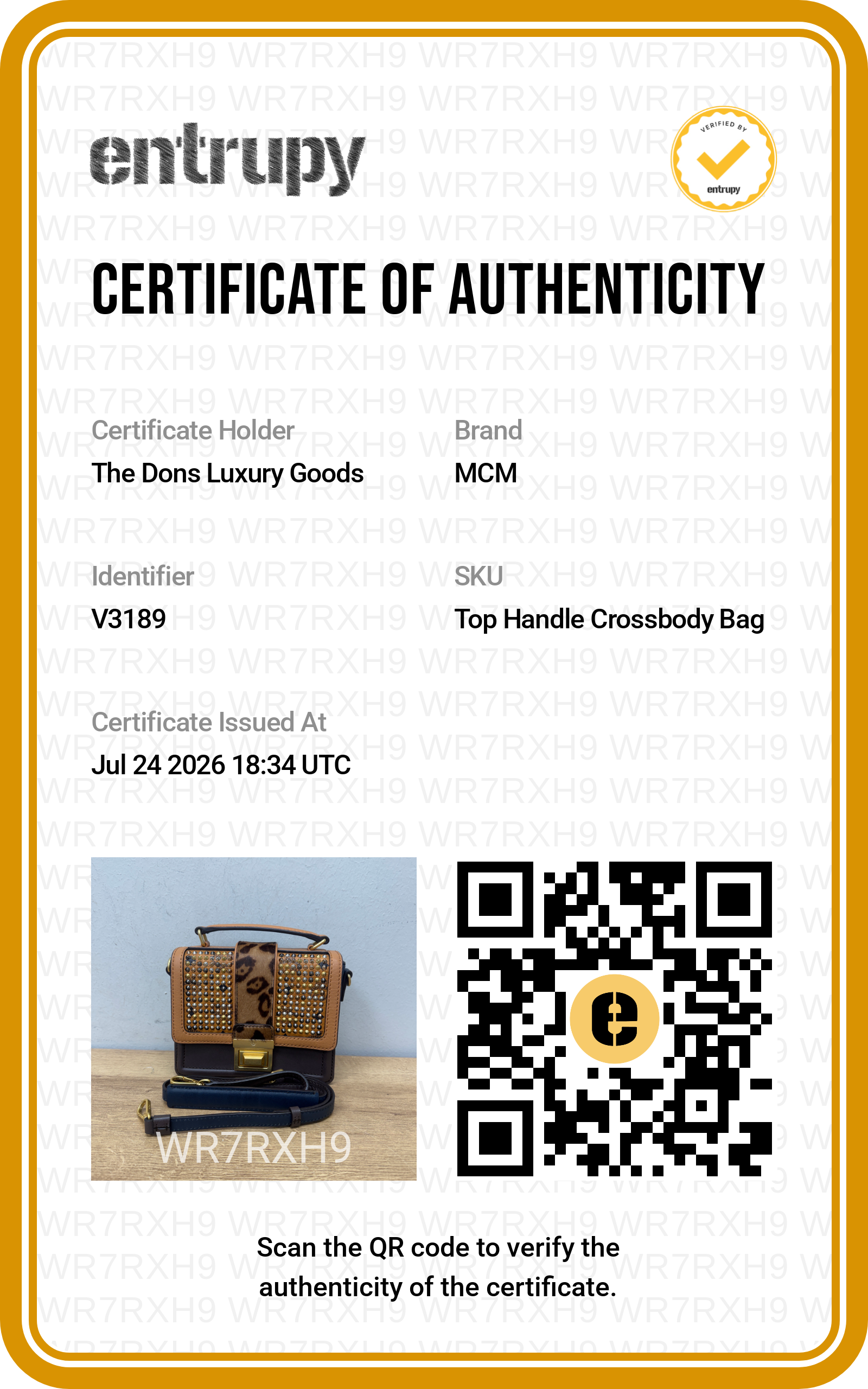 Entrupy certificate