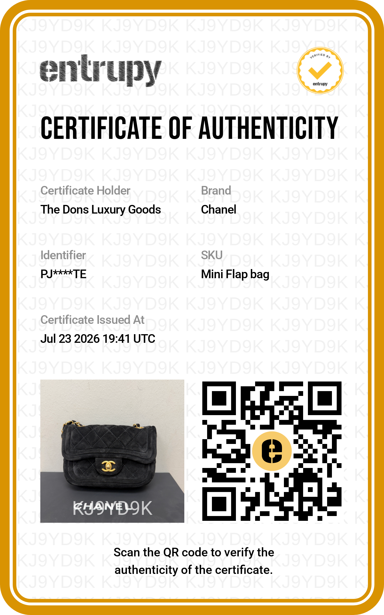 Entrupy certificate
