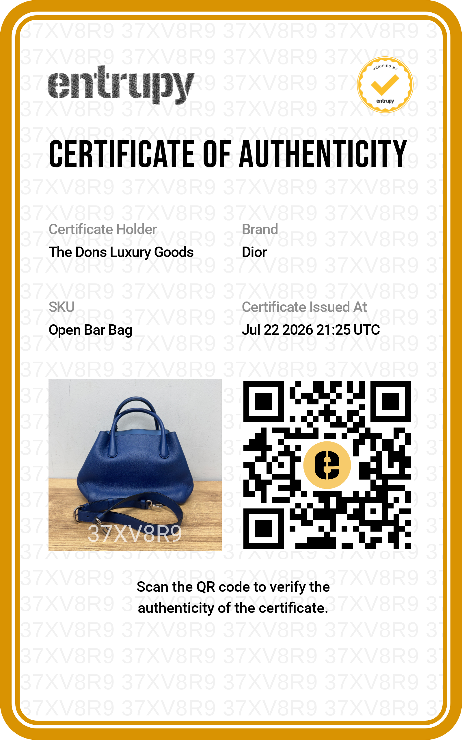 Entrupy certificate