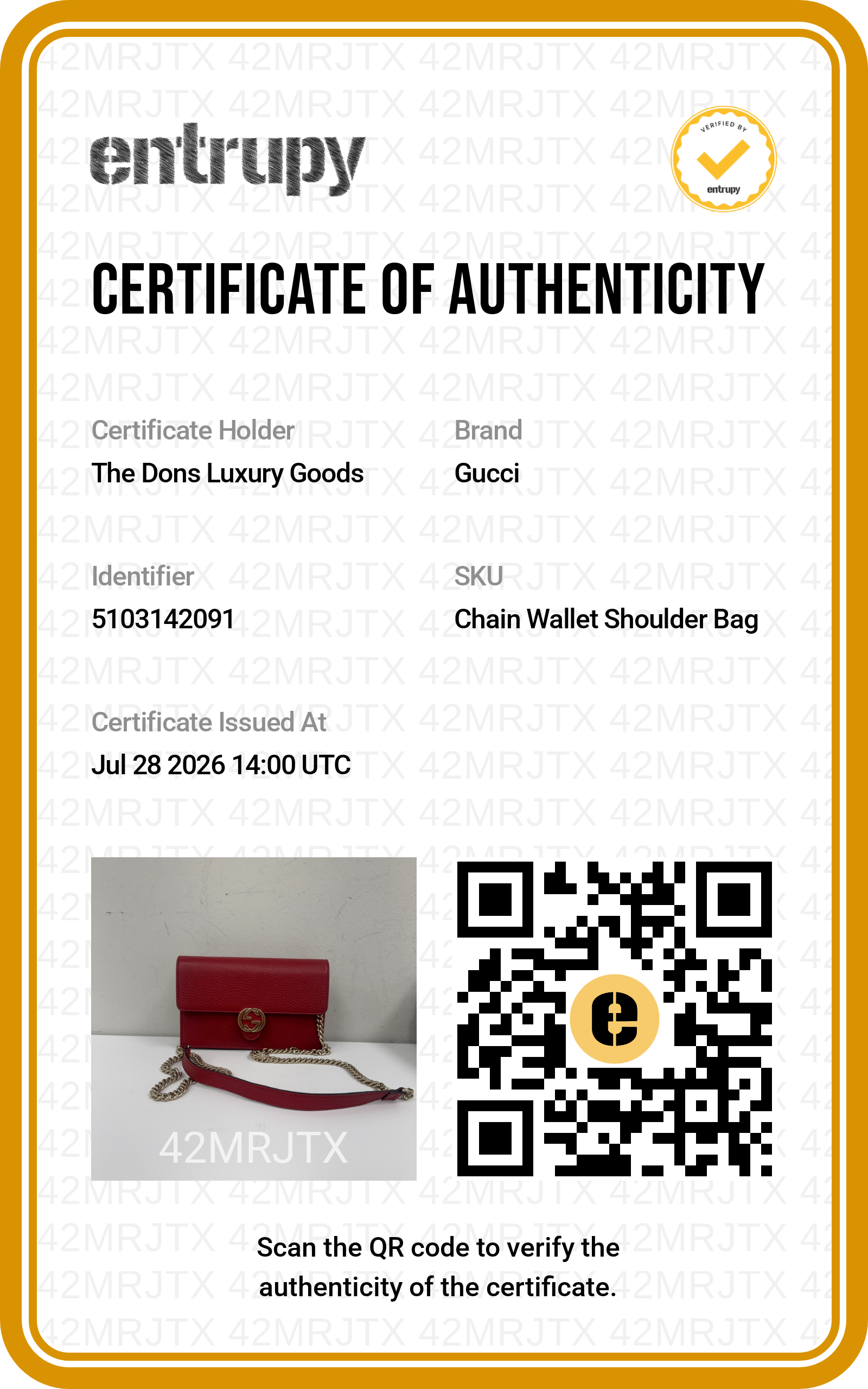 Entrupy certificate