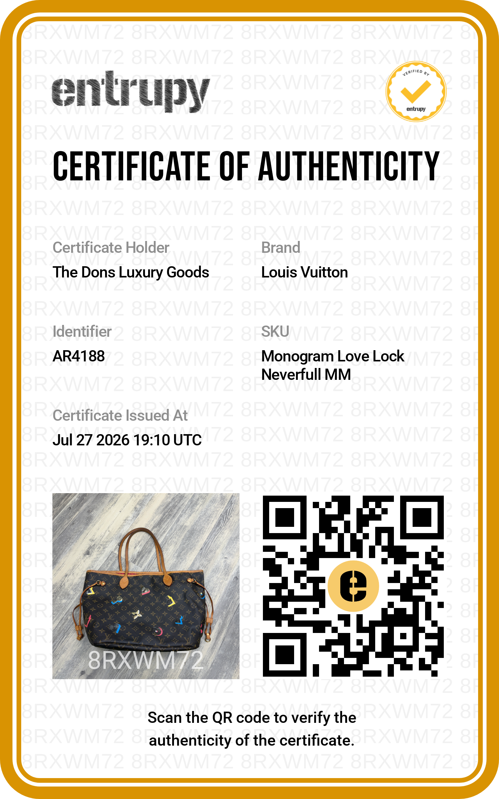 Entrupy certificate