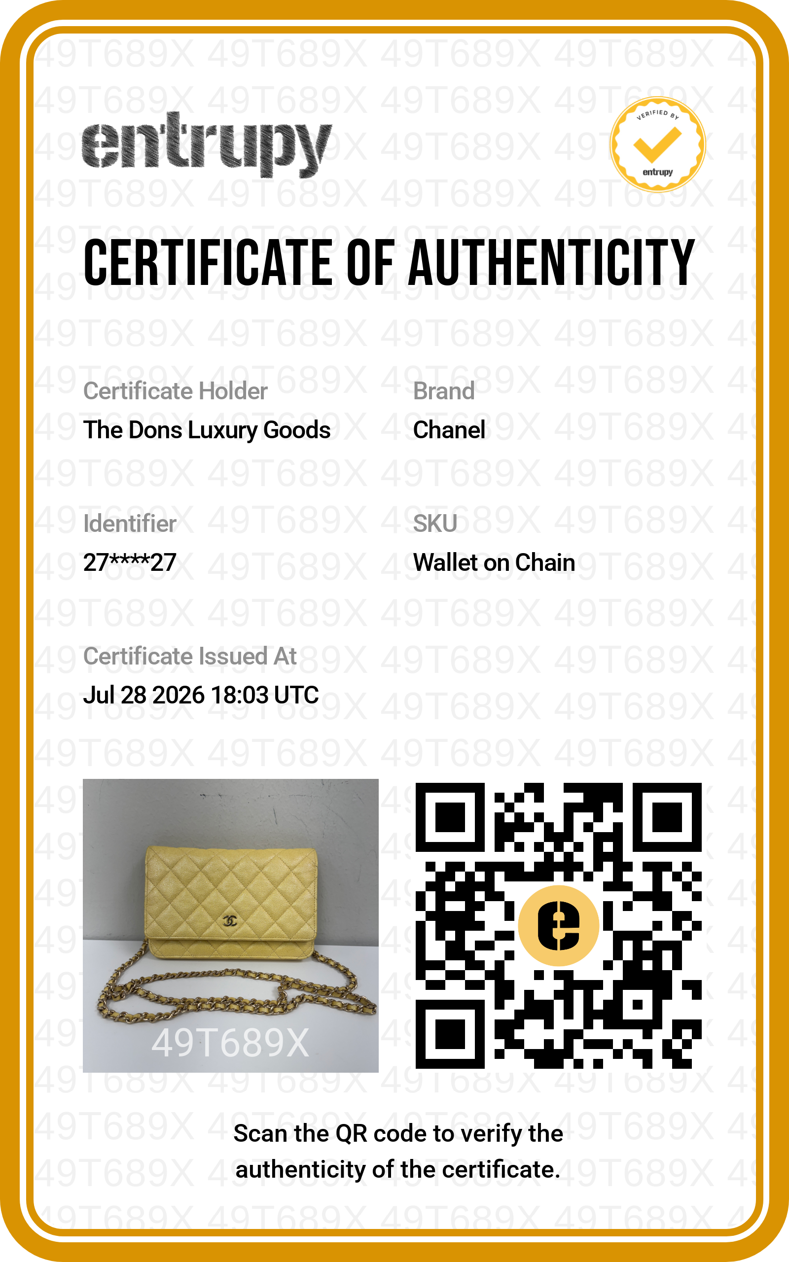 Entrupy certificate