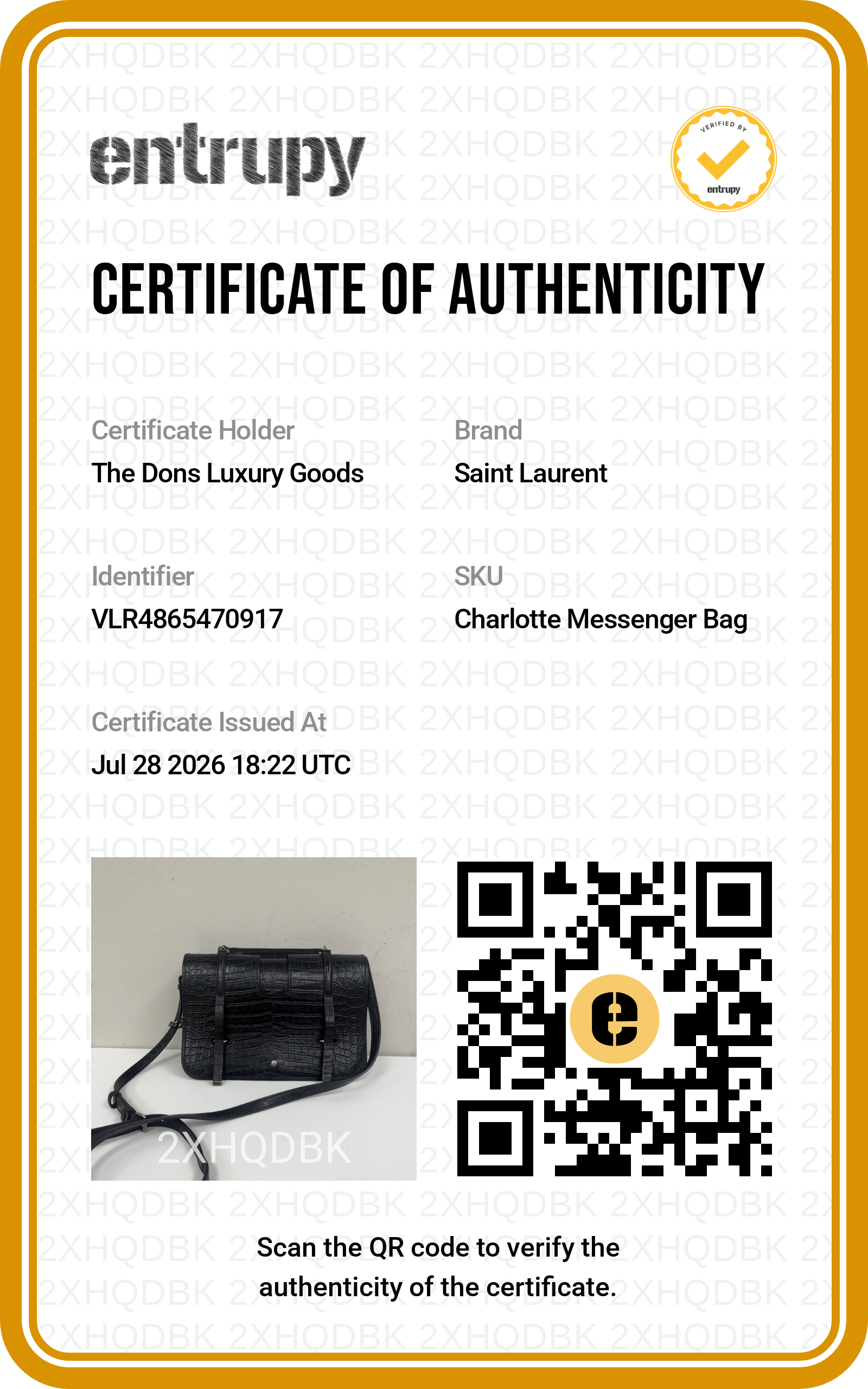 Entrupy certificate