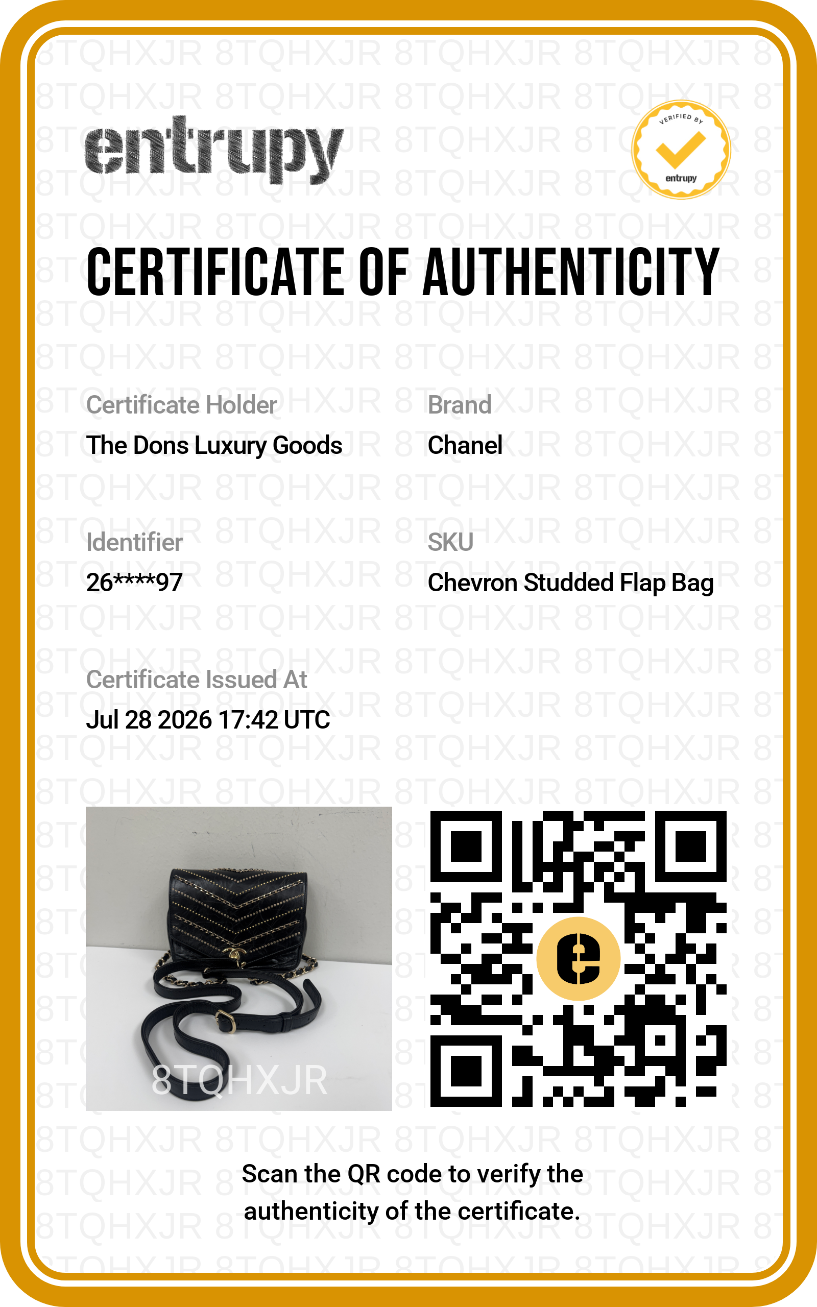 Entrupy certificate