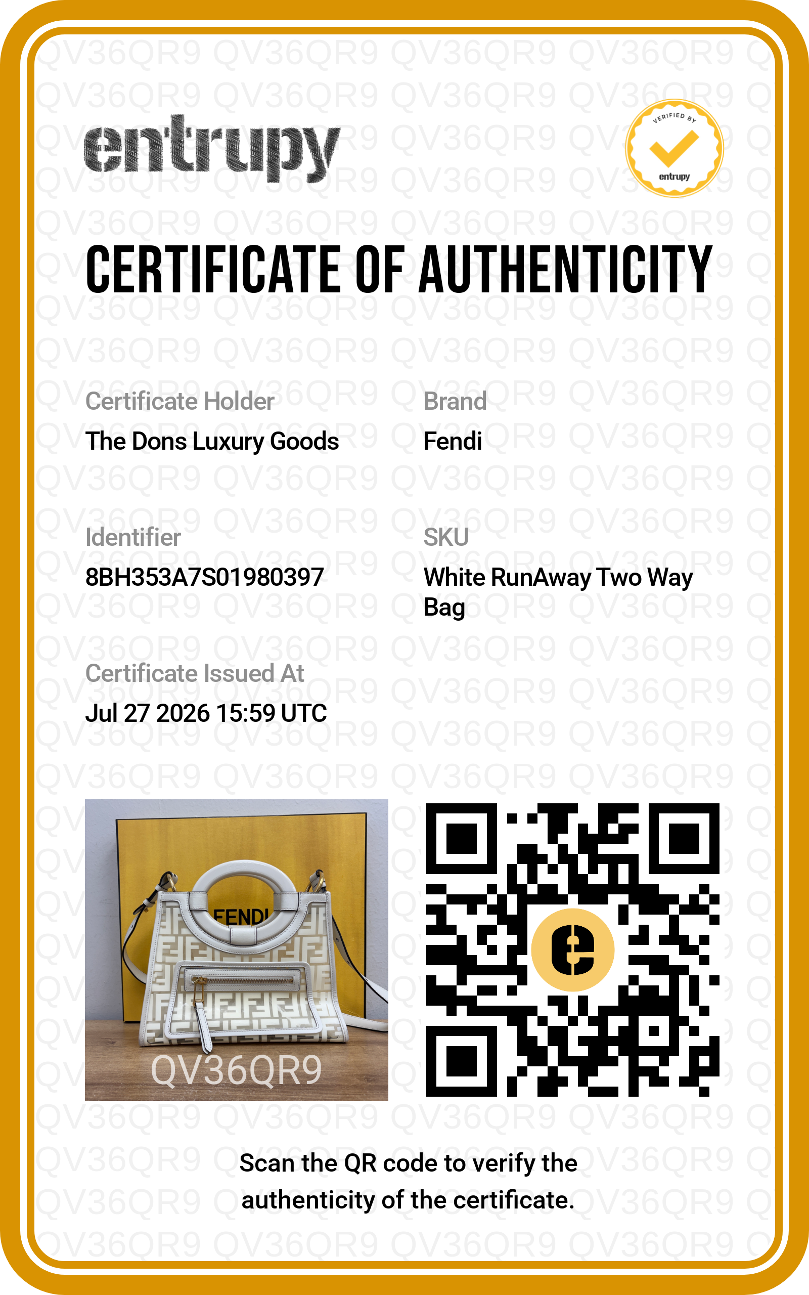 Entrupy certificate