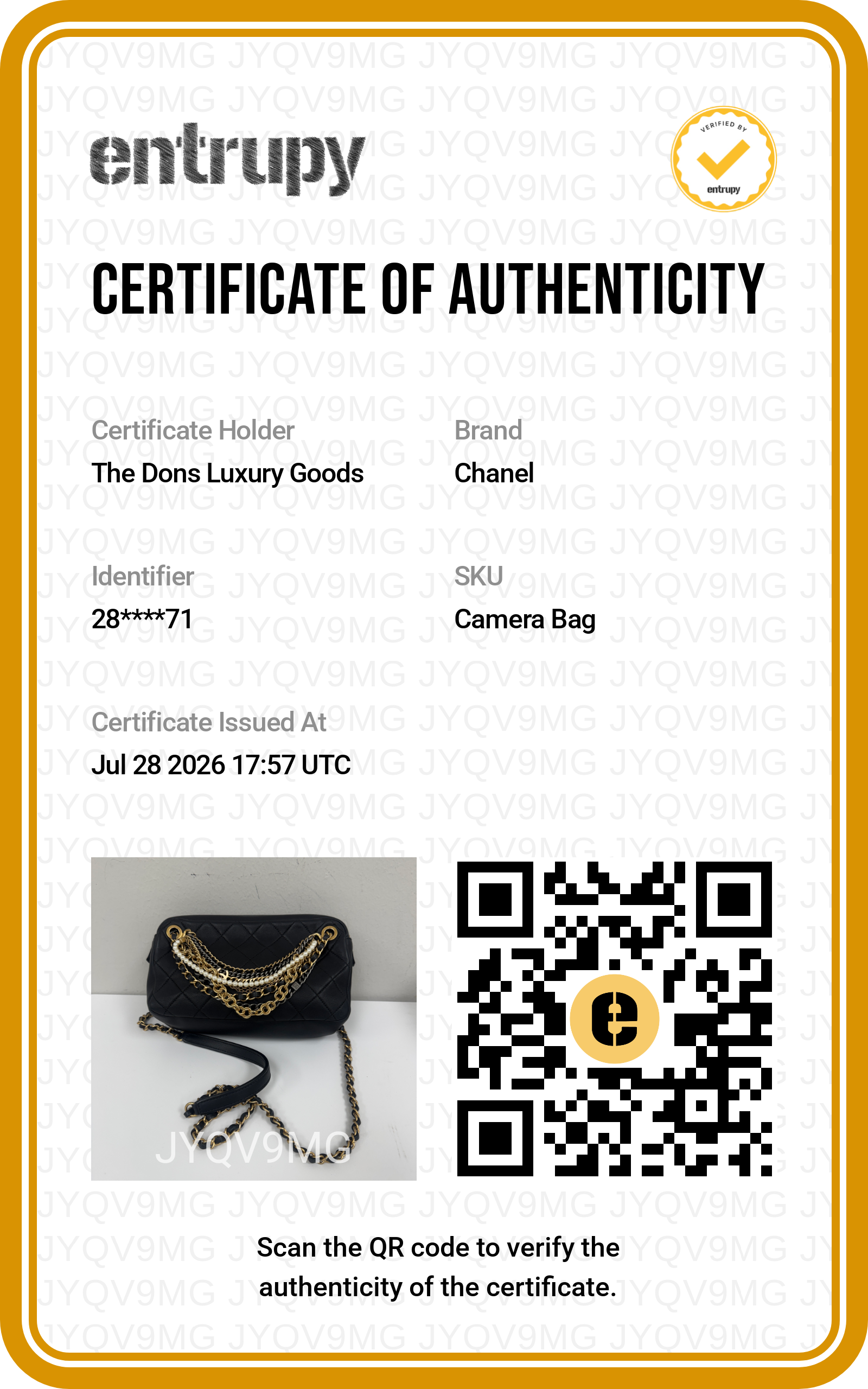 Entrupy certificate