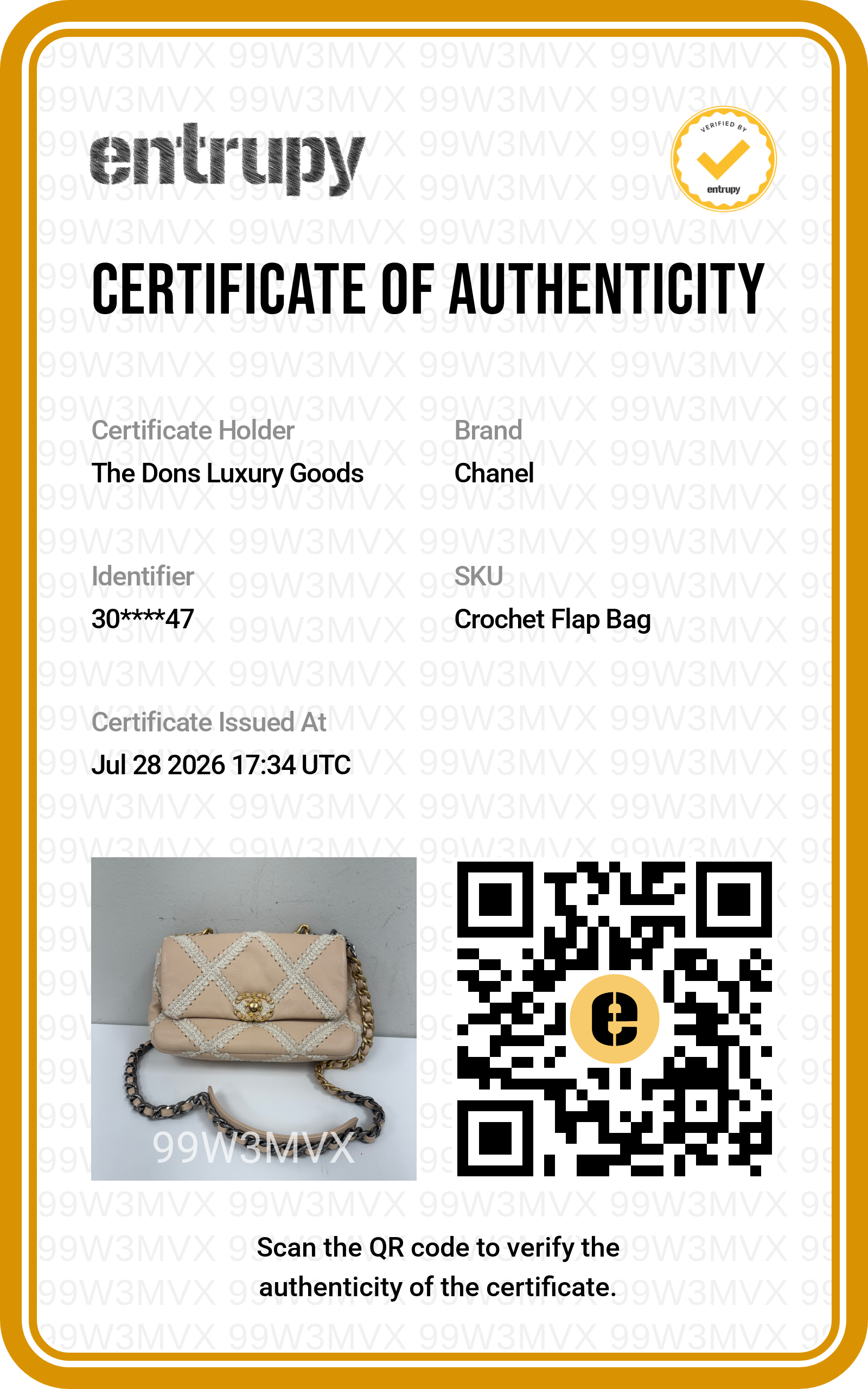 Entrupy certificate