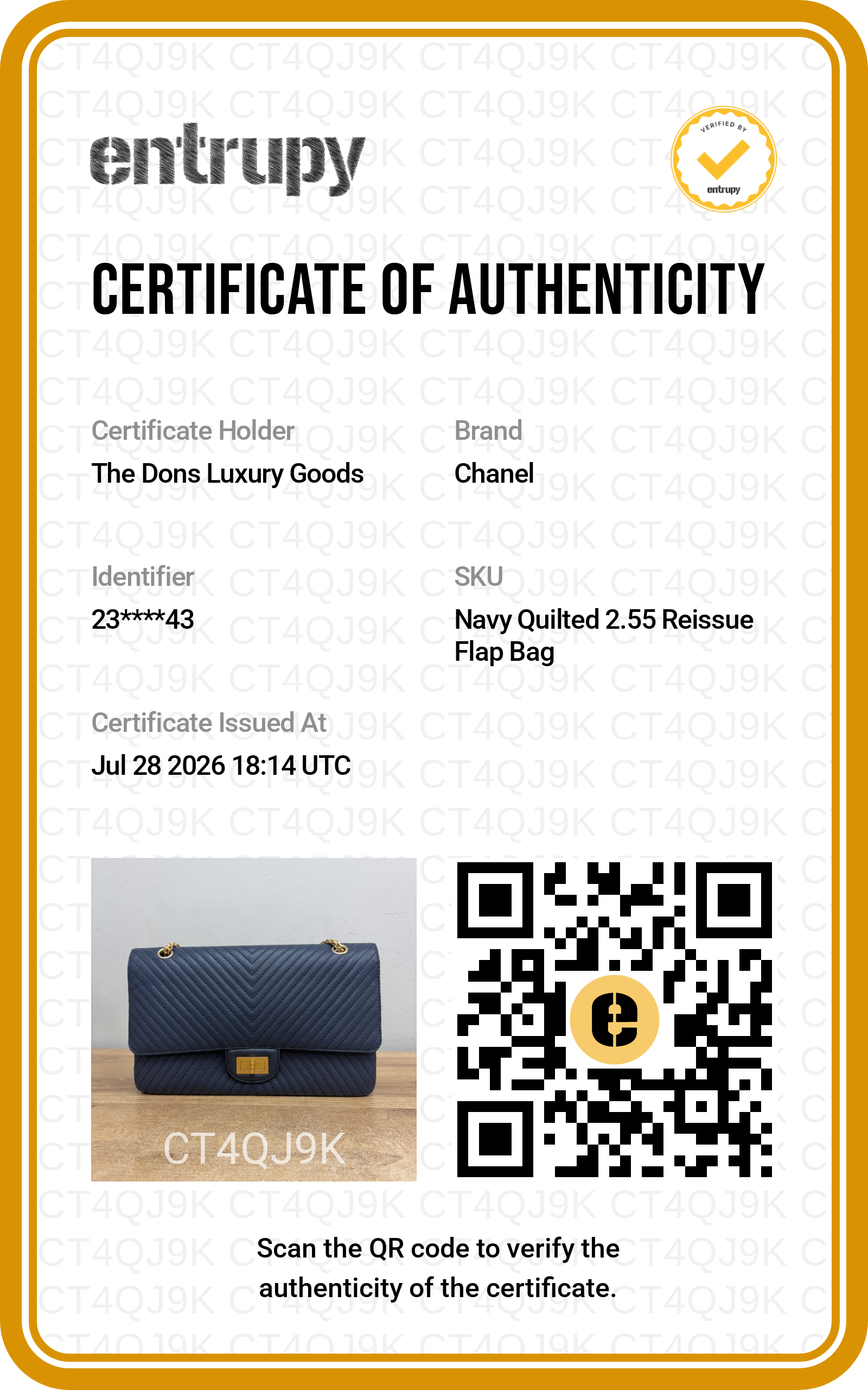 Entrupy certificate