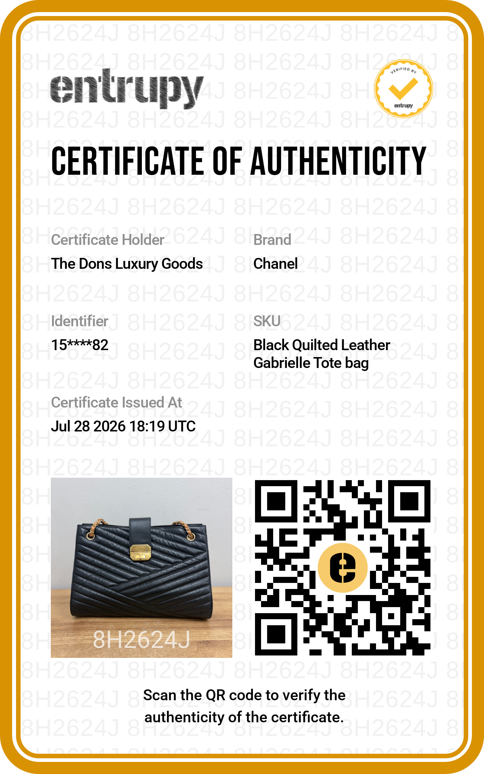 Entrupy certificate