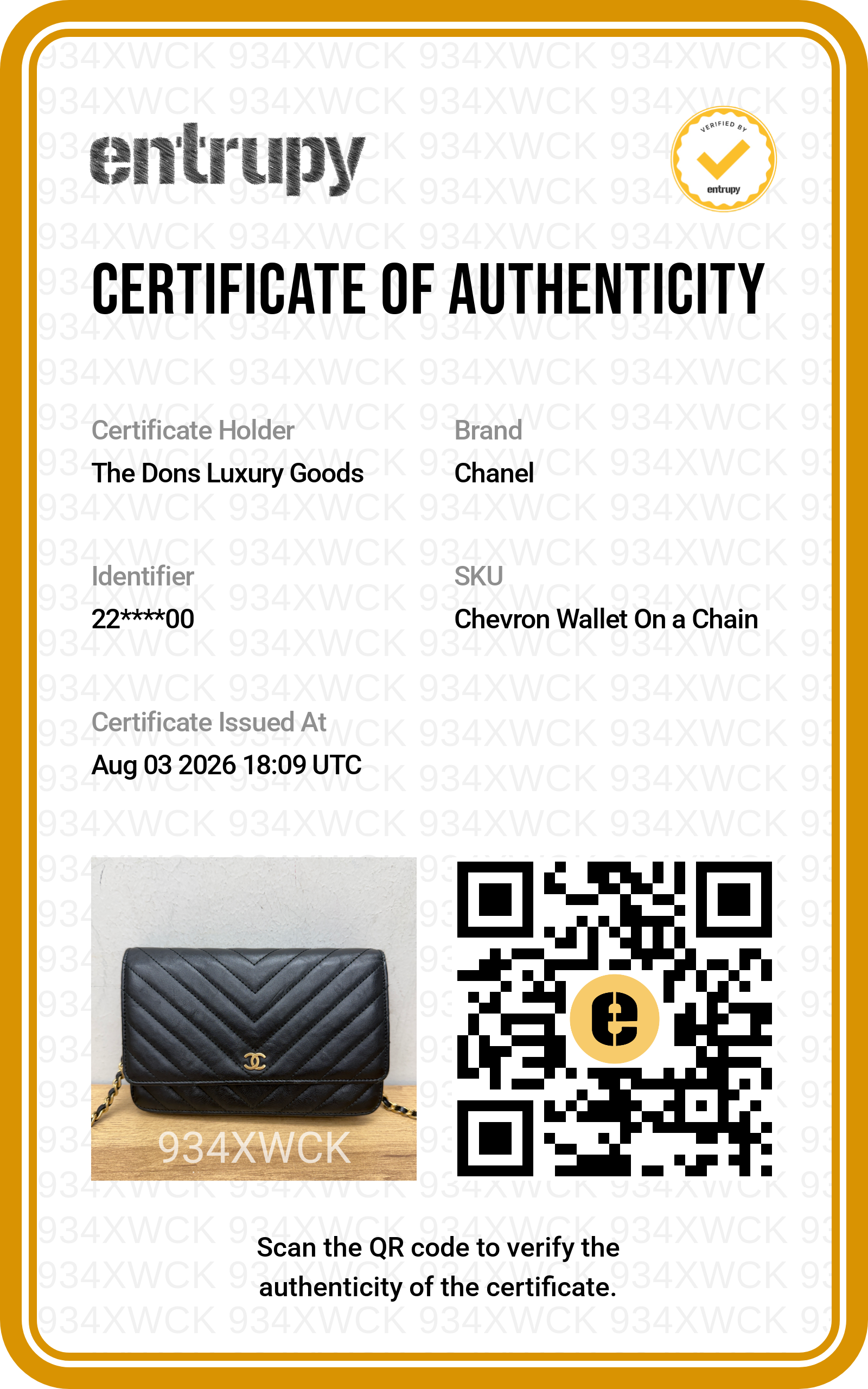 Entrupy certificate