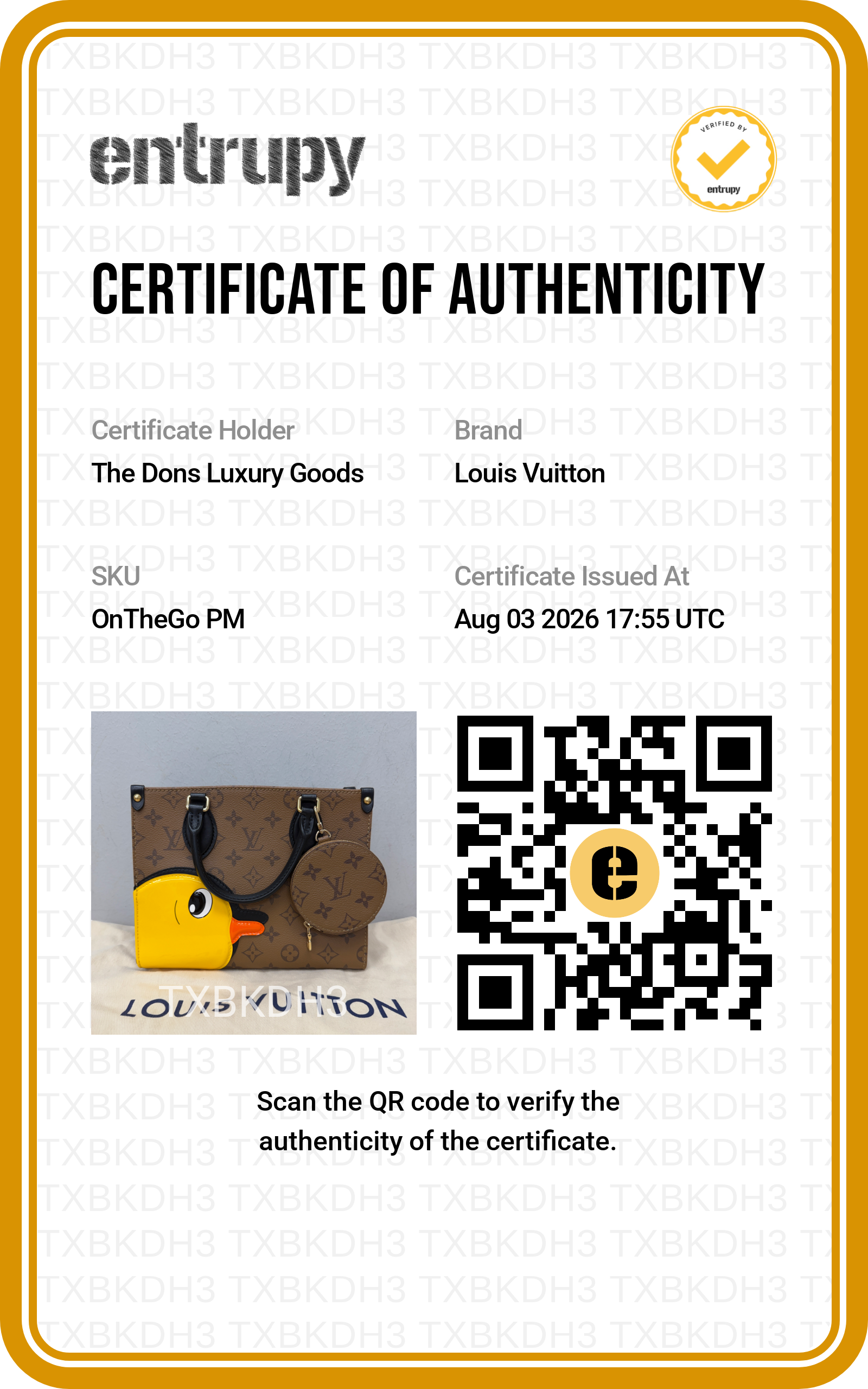 Entrupy certificate