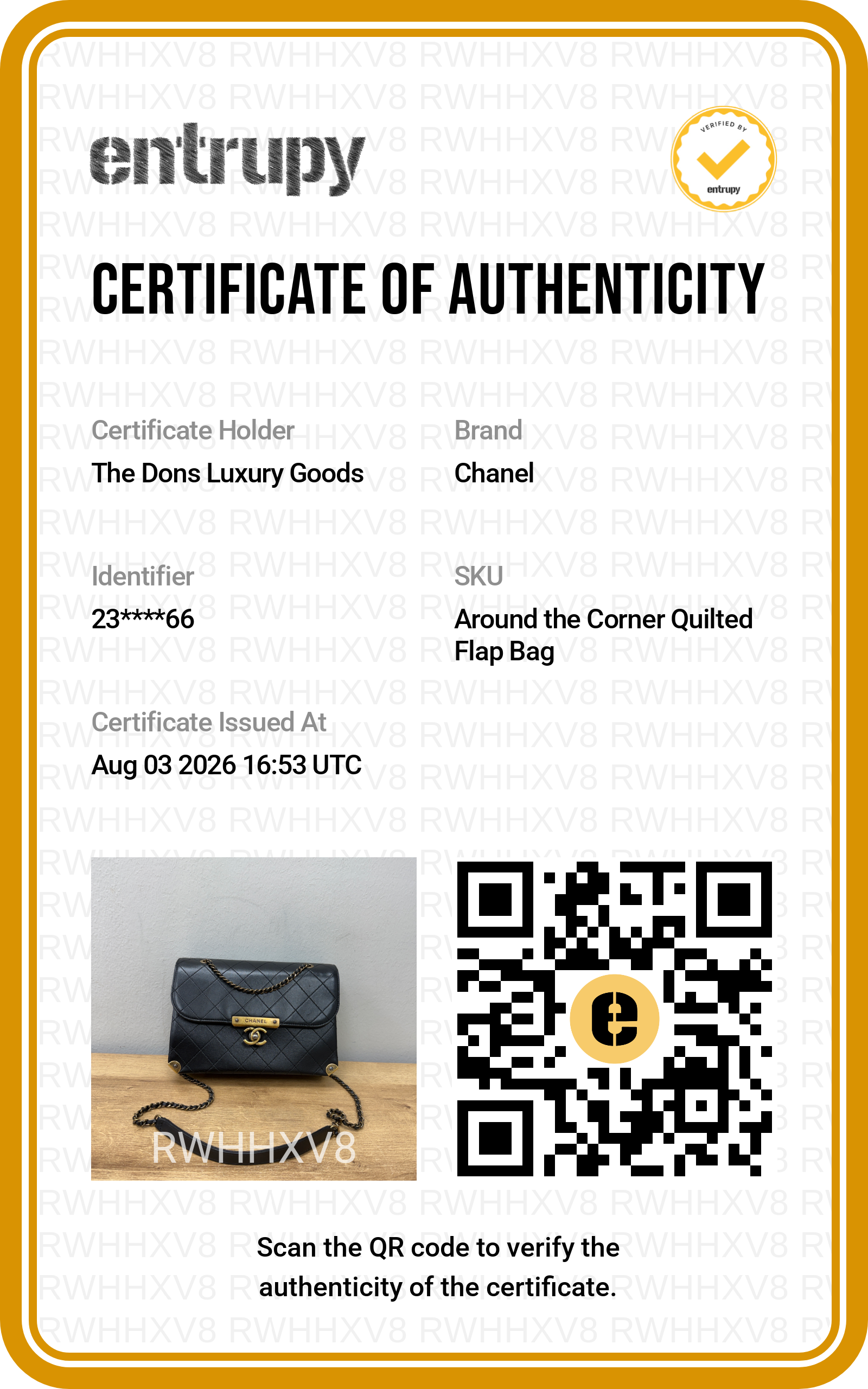 Entrupy certificate