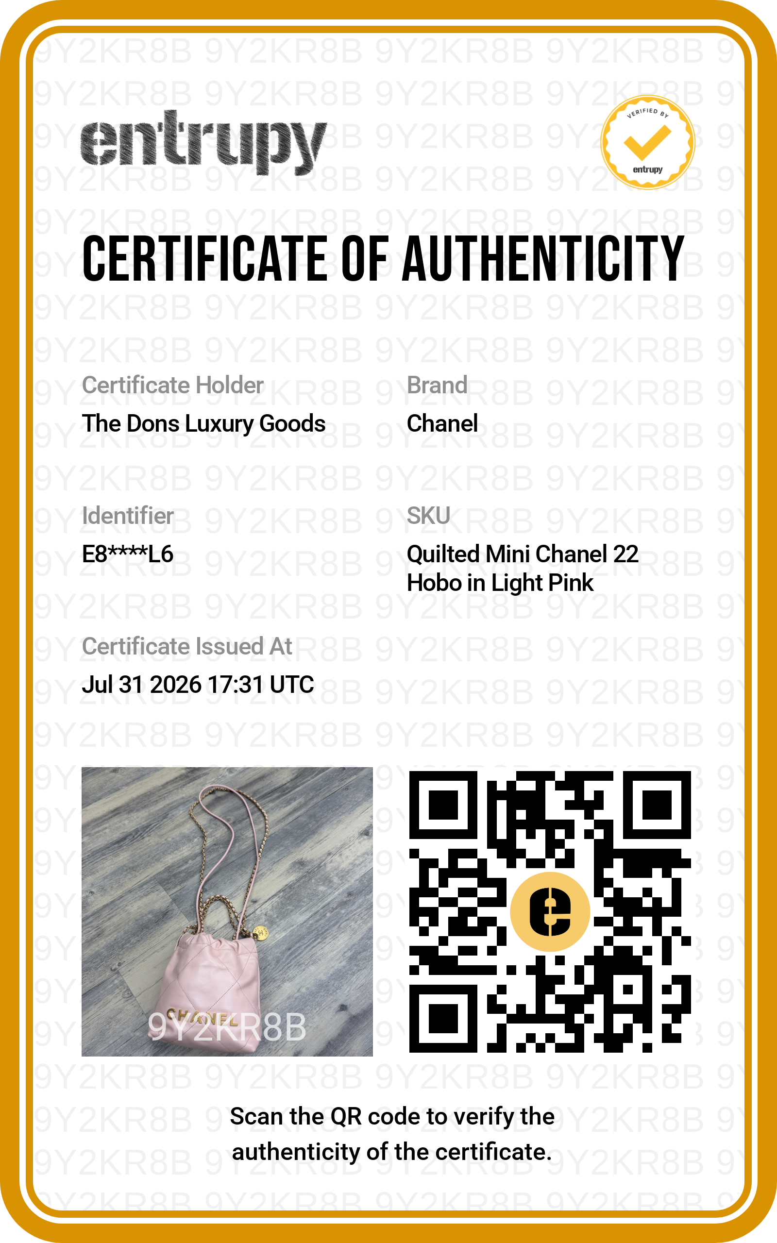 Entrupy certificate