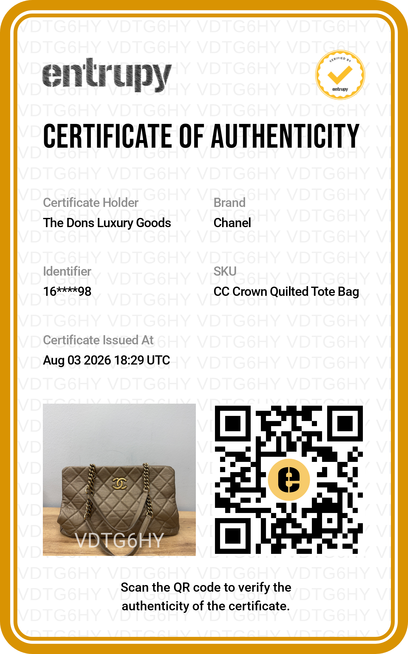 Entrupy certificate