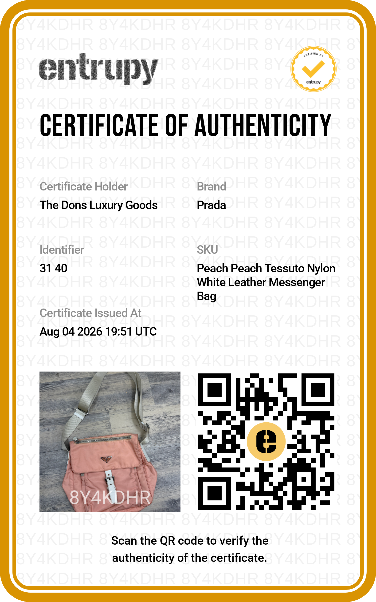 Entrupy certificate