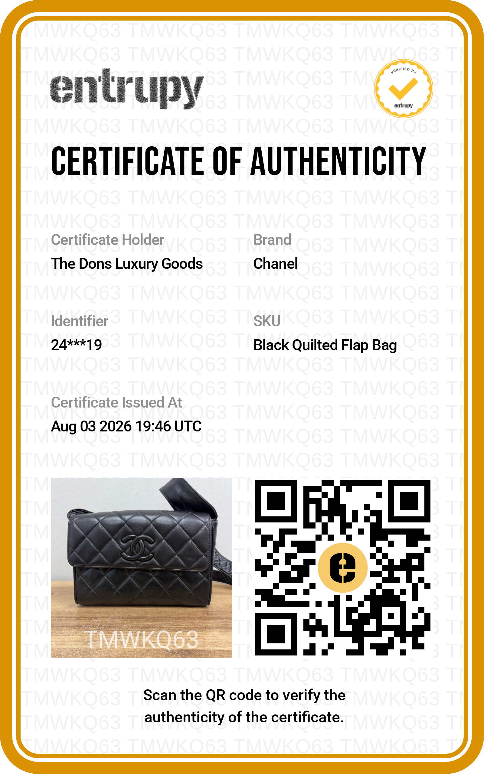 Entrupy certificate